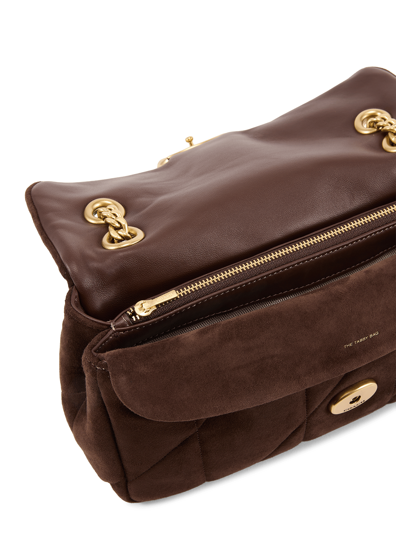 Sac bandoulière Tabby 26 matelassé en cuir daim COACH Marron