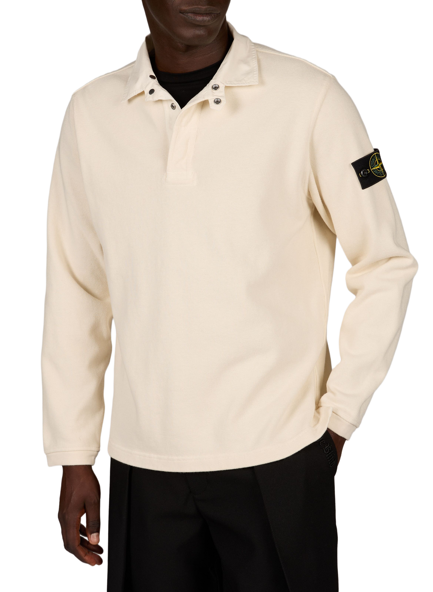 Long-sleeved cotton polo shirt STONE ISLAND Beige