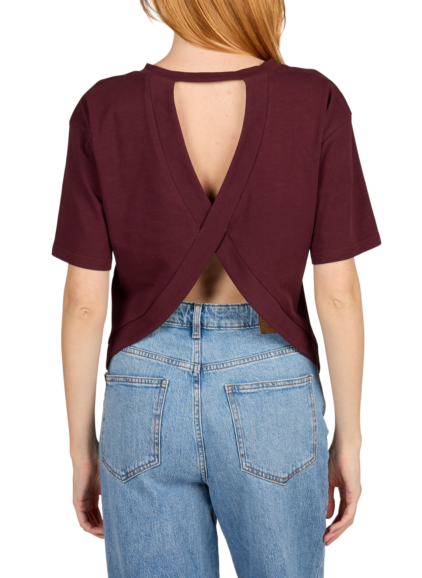 Top droit col rond en coton SUNCOO Violet