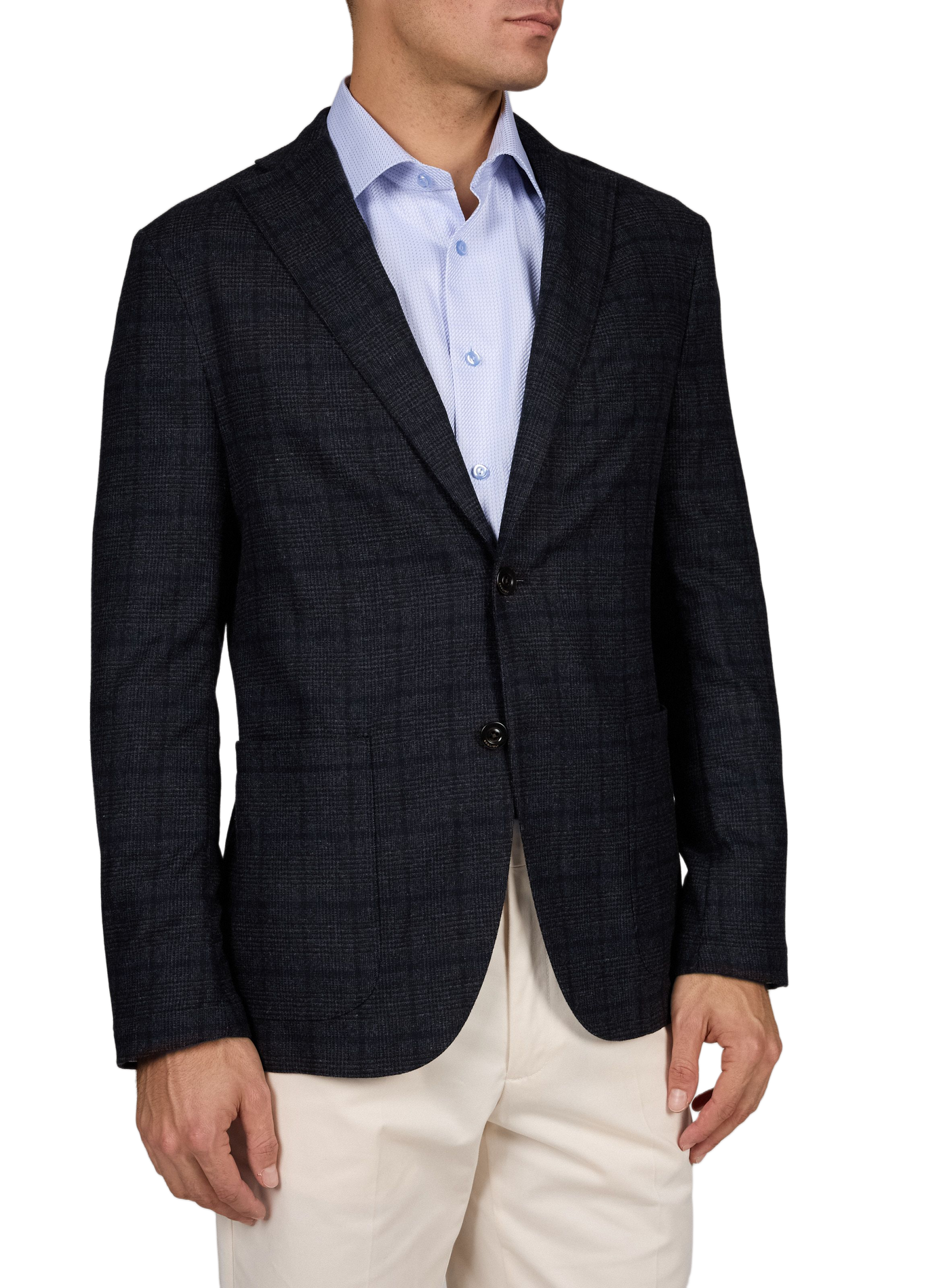 Checked wool-blend blazer jacket BOGLIOLI Blue