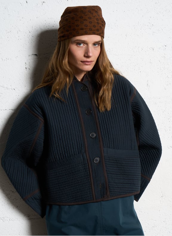 Veste oversize en coton patchouli Bleu by SOEUR SOEUR Veste oversize en coton patchouli Bleu