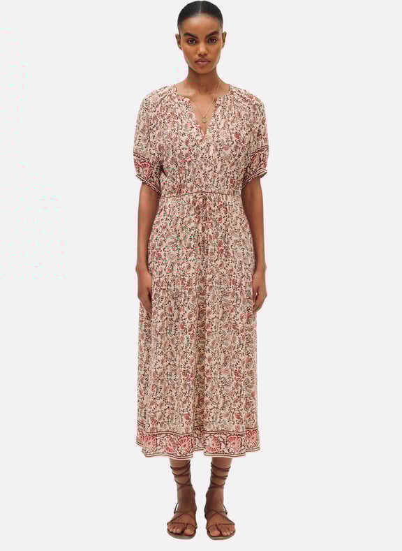 Robe longue cintrée imprimé végétal - pomme Beige by PABLO PABLO Robe longue cintrée imprimé végétal - pomme Beige