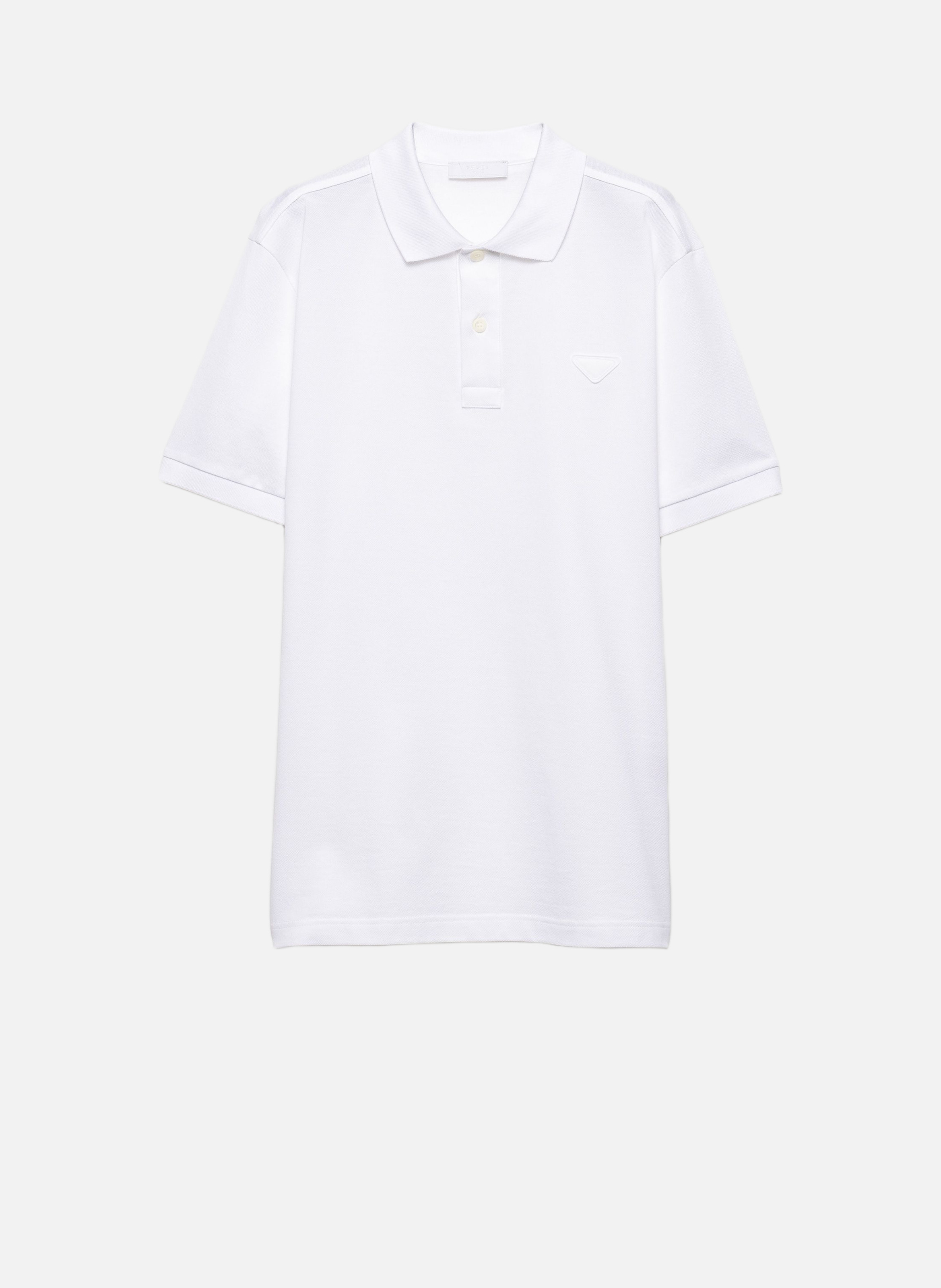 Polo en piqué de coton PRADA Blanc