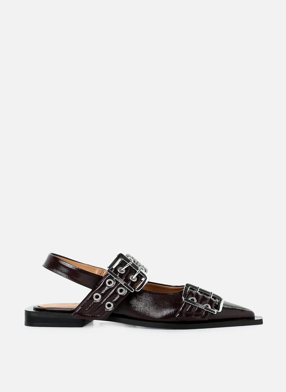 Ballerines Feminine Buckle Rouge by GANNI GANNI Ballerines Feminine Buckle Rouge
