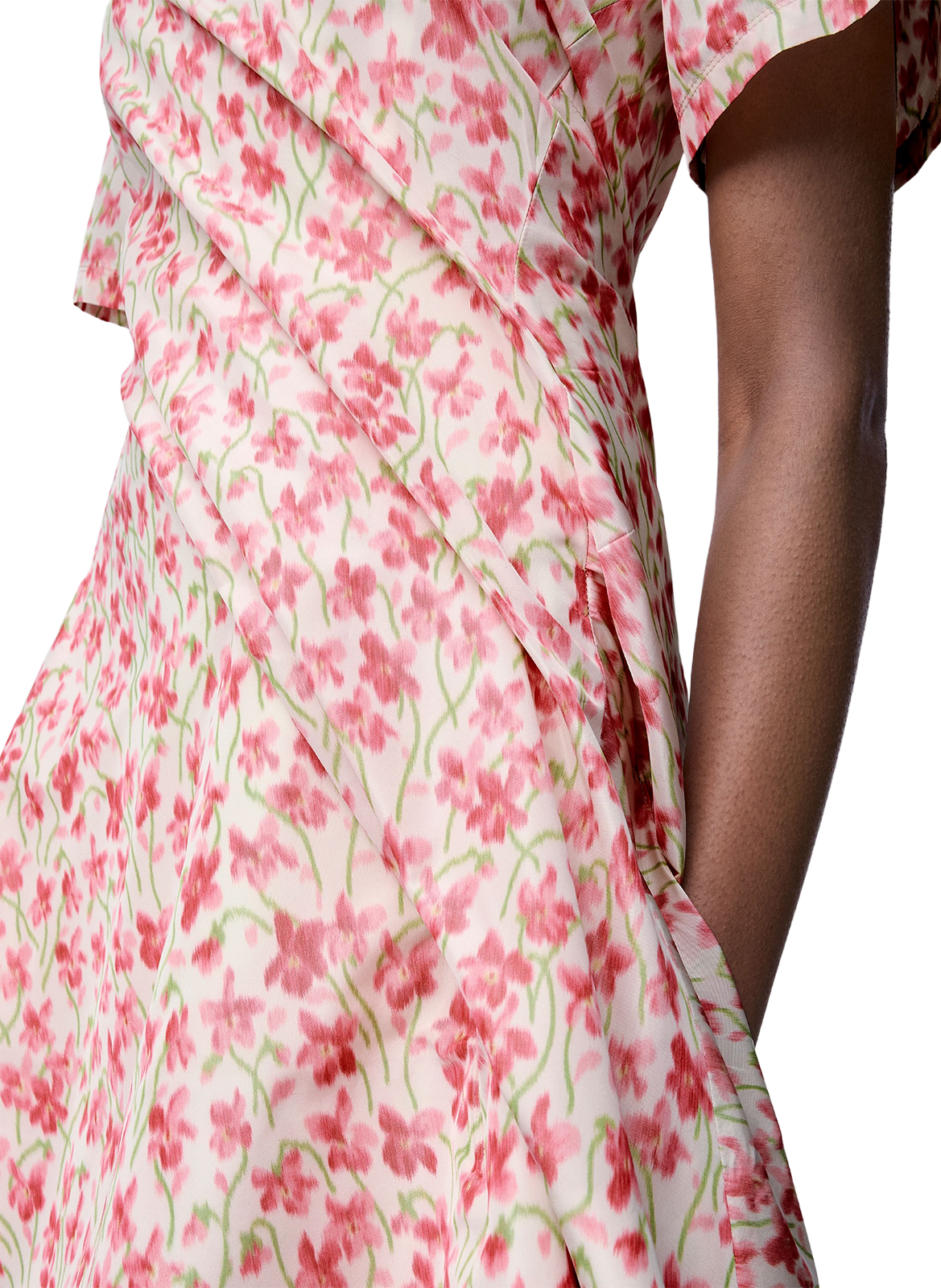 Twisted short dress with flower print in mixed silk LOEWE Pink