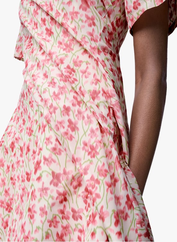 Robe courte torsadée à fleurs en soie mélngée | Rose by LOEWE Robe courte torsadée à fleurs en soie mélngée Rose