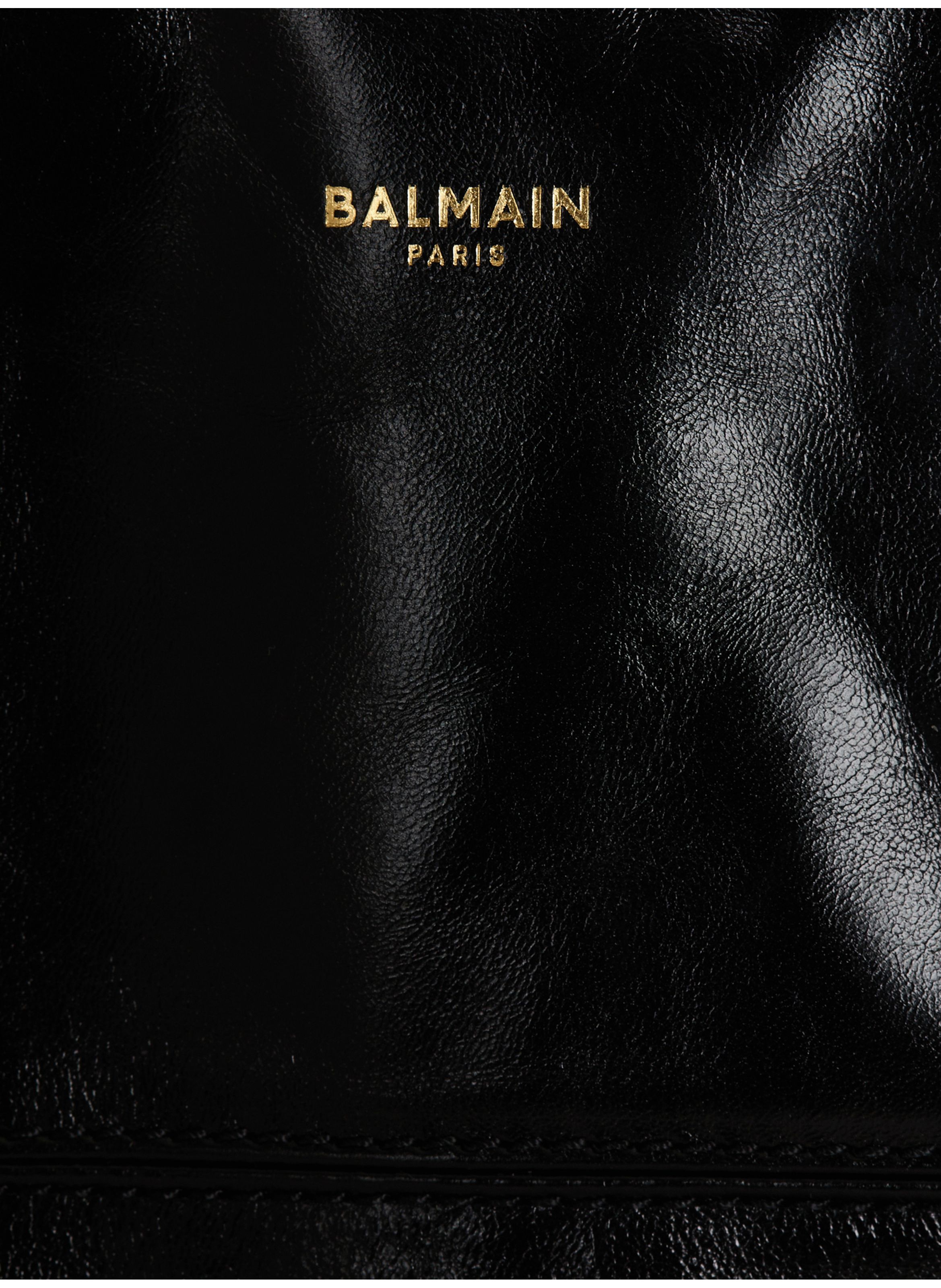 Sac cabas track zips en cuir de veau BALMAIN Noir