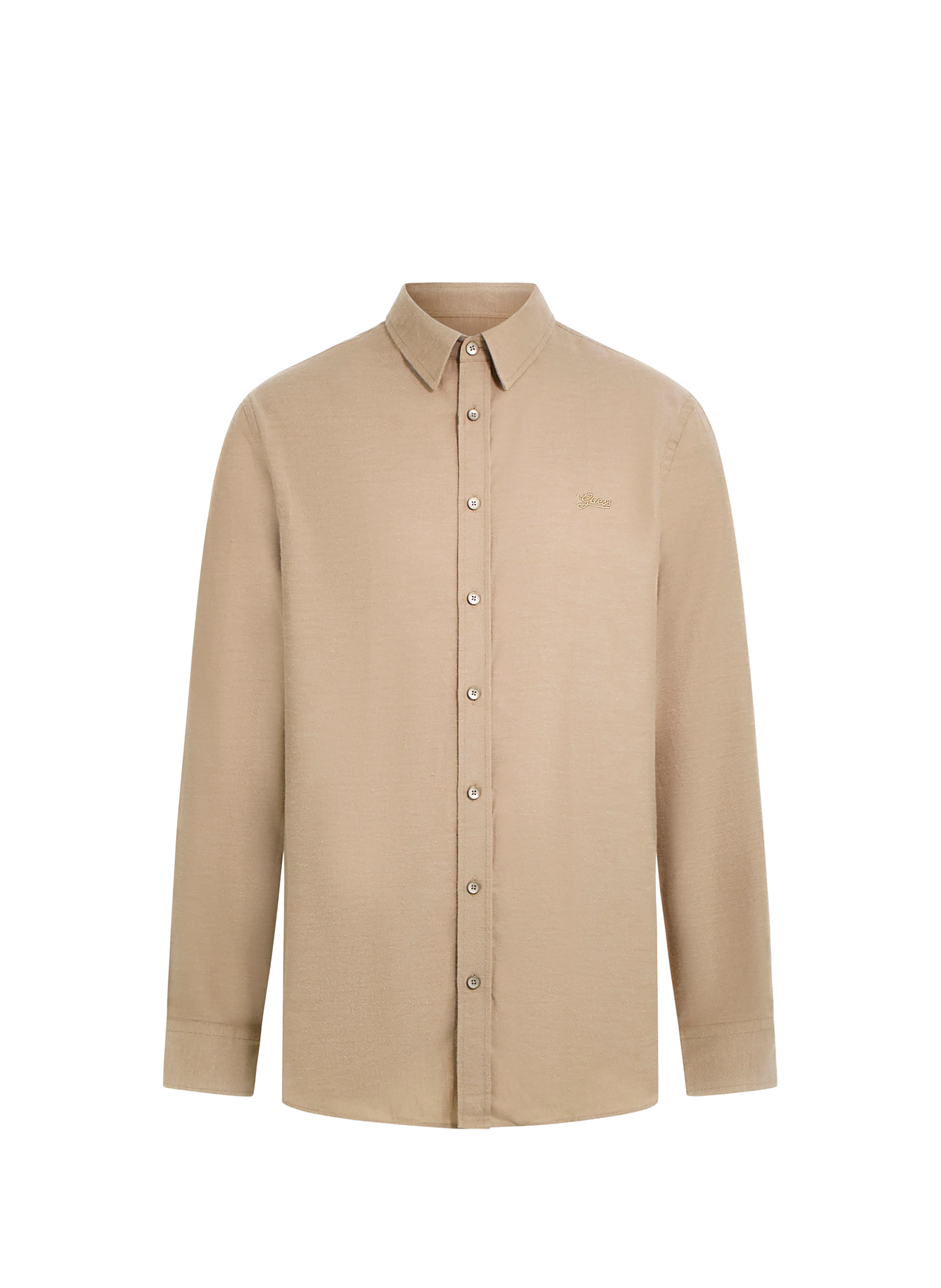 GUESS Chemise col classique manches contrastantes en coton Brown