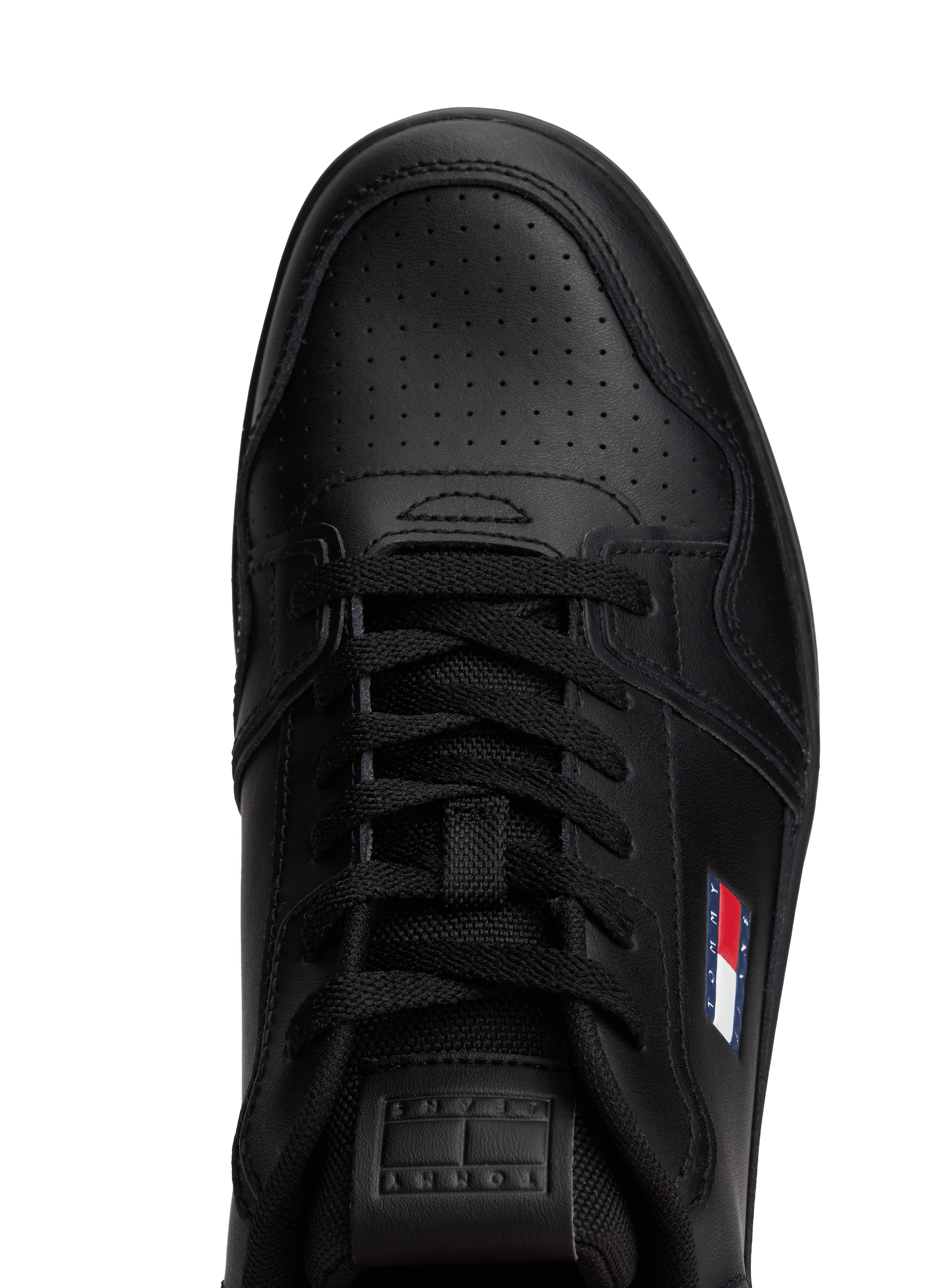 Retro leather sneakers with a serrated sole TOMMY HILFIGER Black