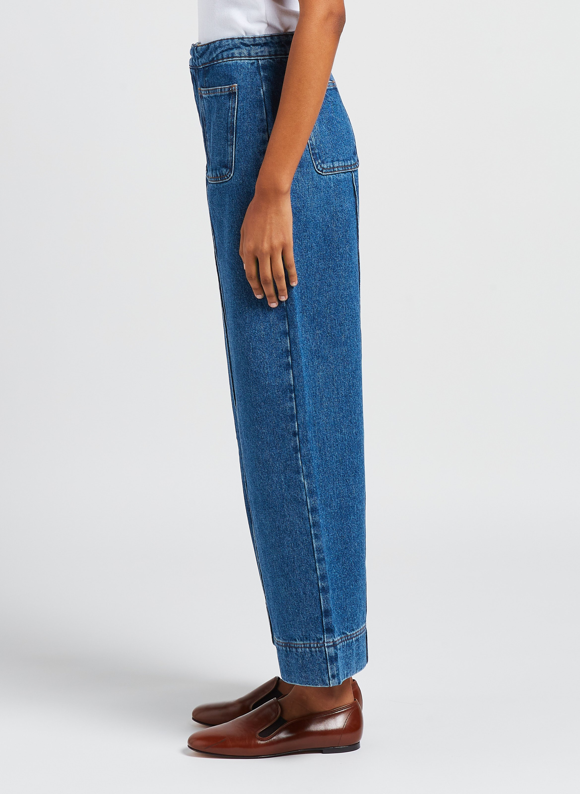 Jean évasé et délavé en coton harry SOEUR Bleu