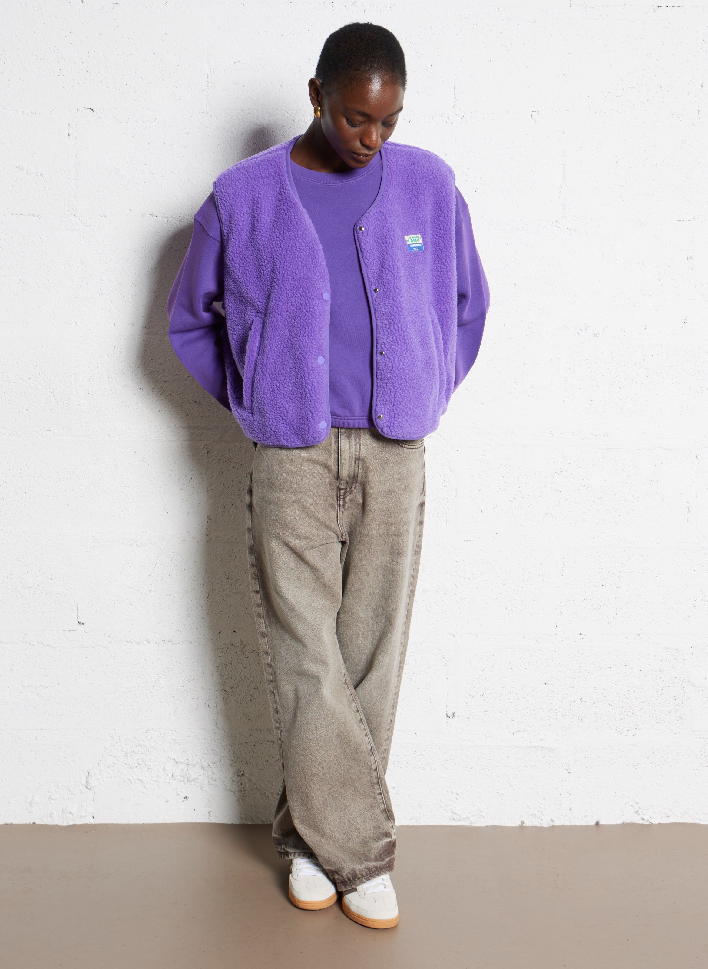 Gilet col rond molletonné sans manches hoktown AMERICAN VINTAGE Violet