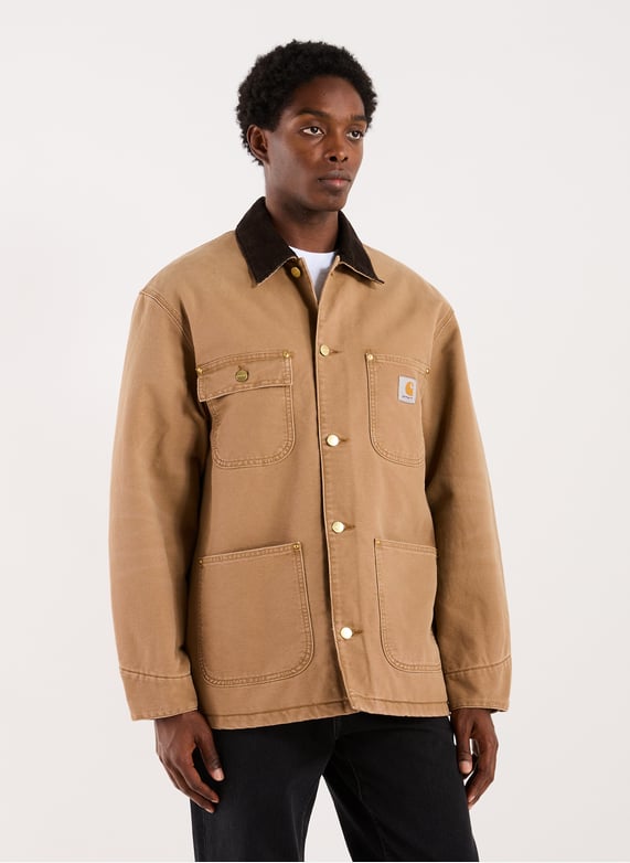 Veste ample à col contrasté en denim de coton | Beige by CARHARTT WIP Veste ample à col contrasté en denim de coton Beige