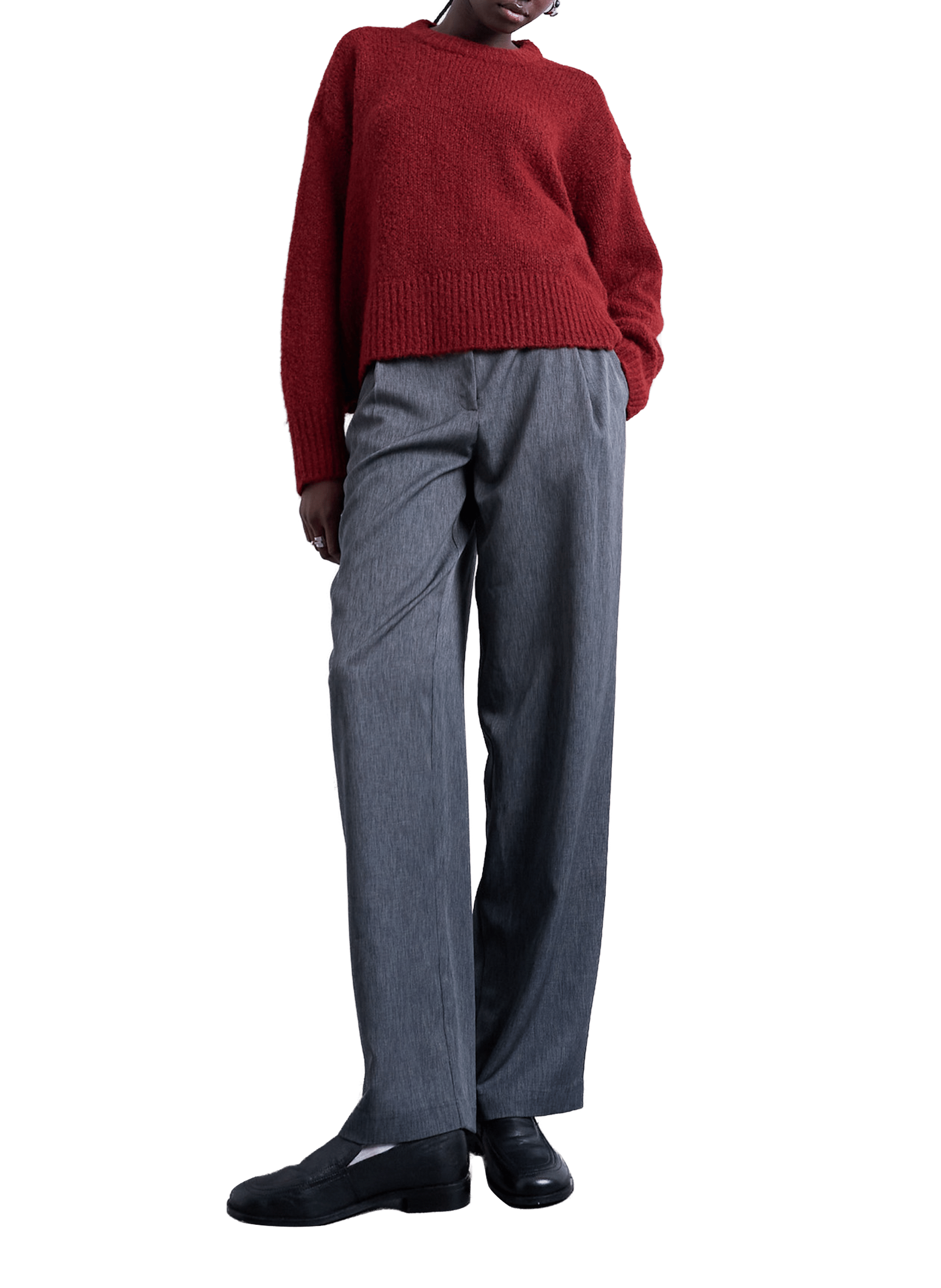 Pull col rond en maille TOPSHOP Rouge