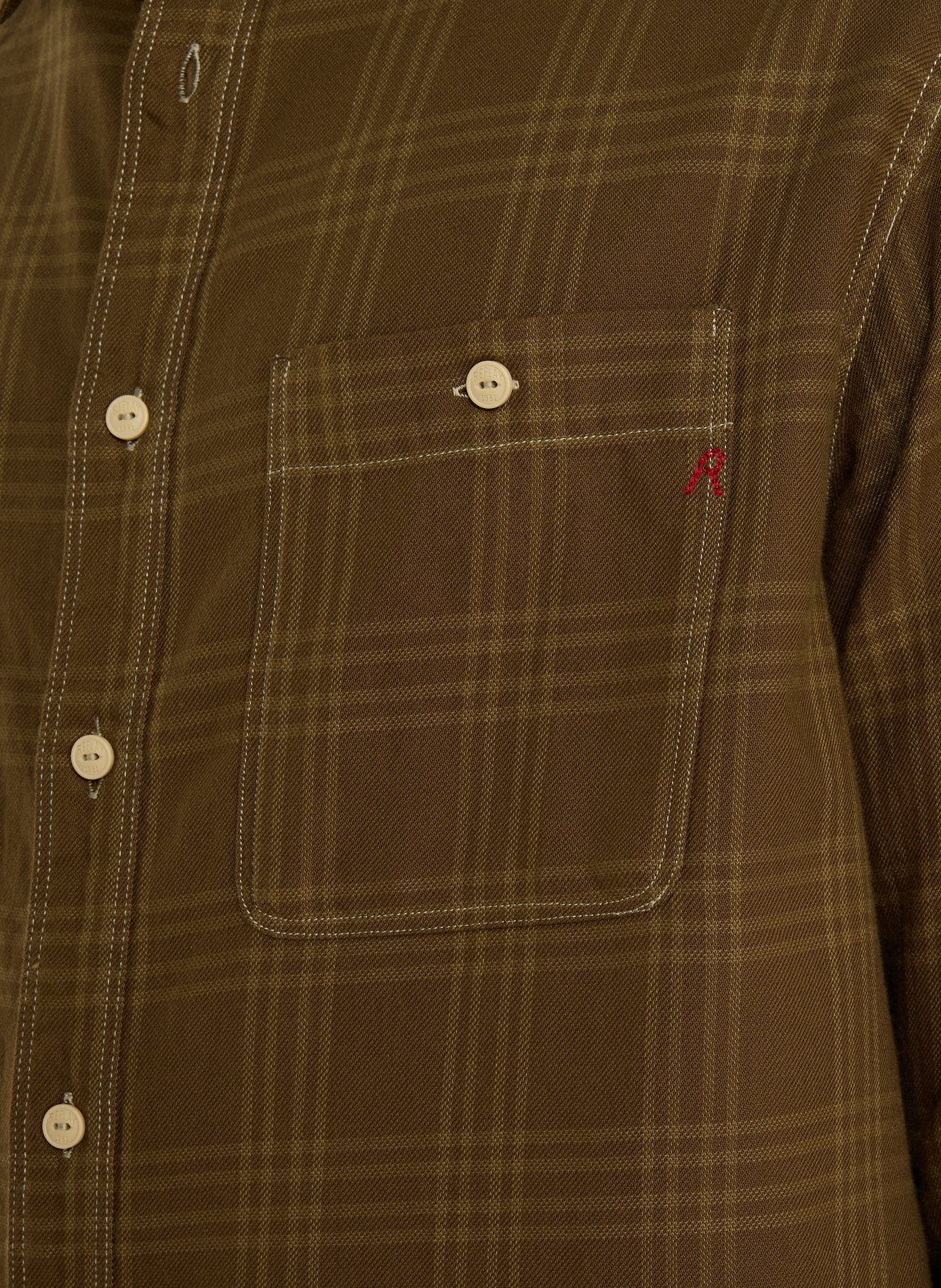 Chemise droite en coton REPLAY Vert