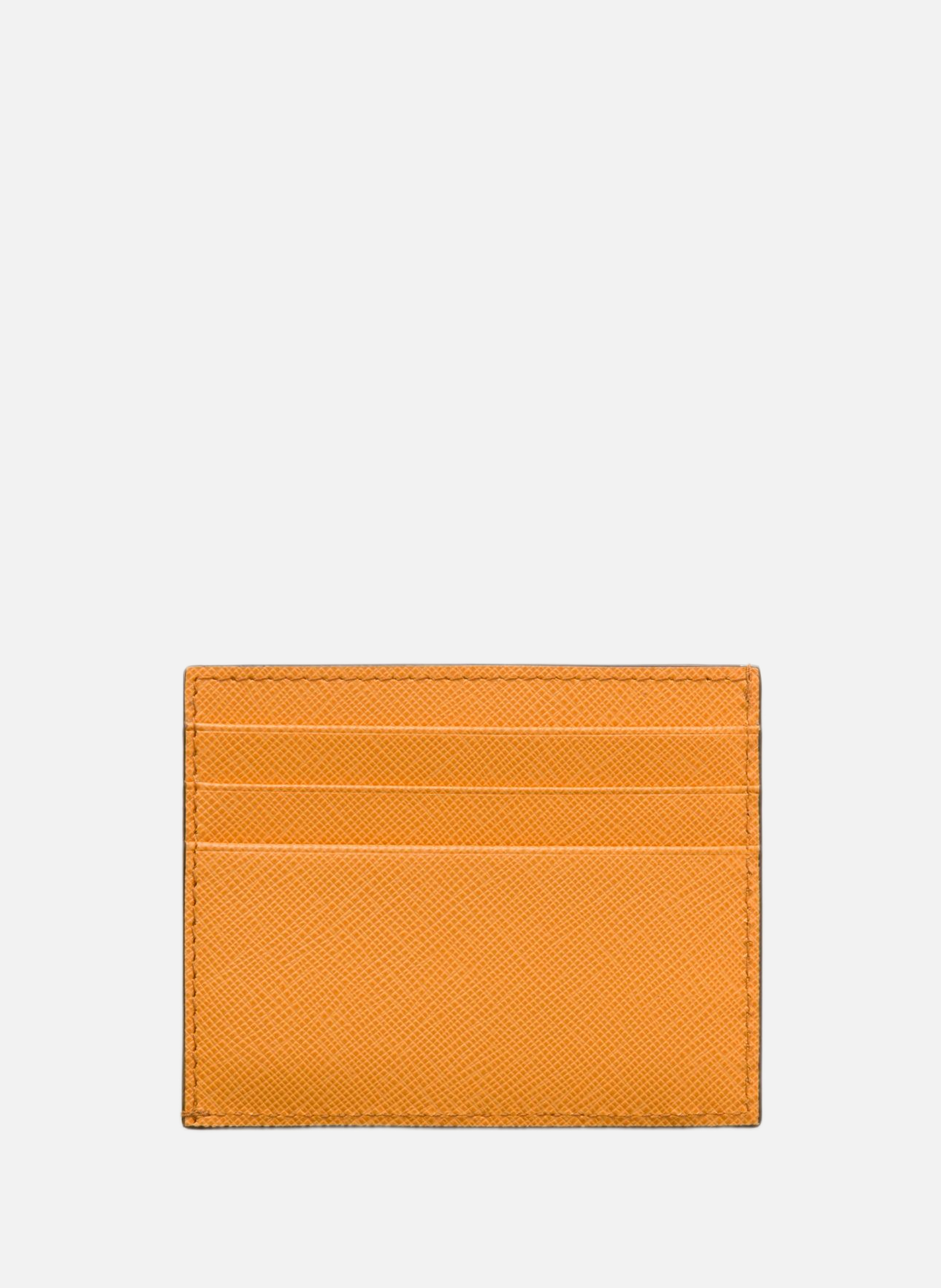 Porte-cartes en cuir saffiano PRADA Orange