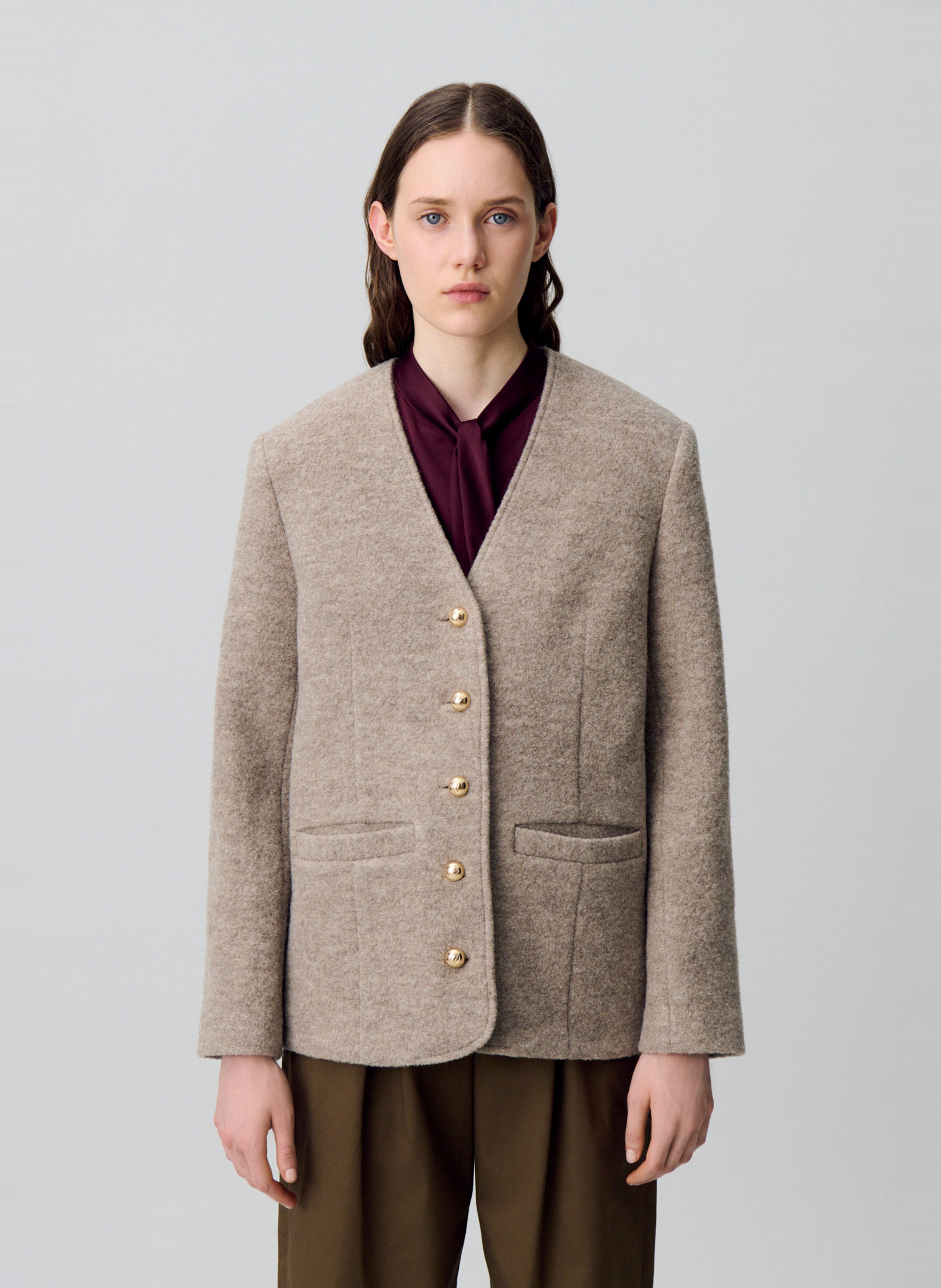 Veste droite en laine CLAUDIE PIERLOT Beige