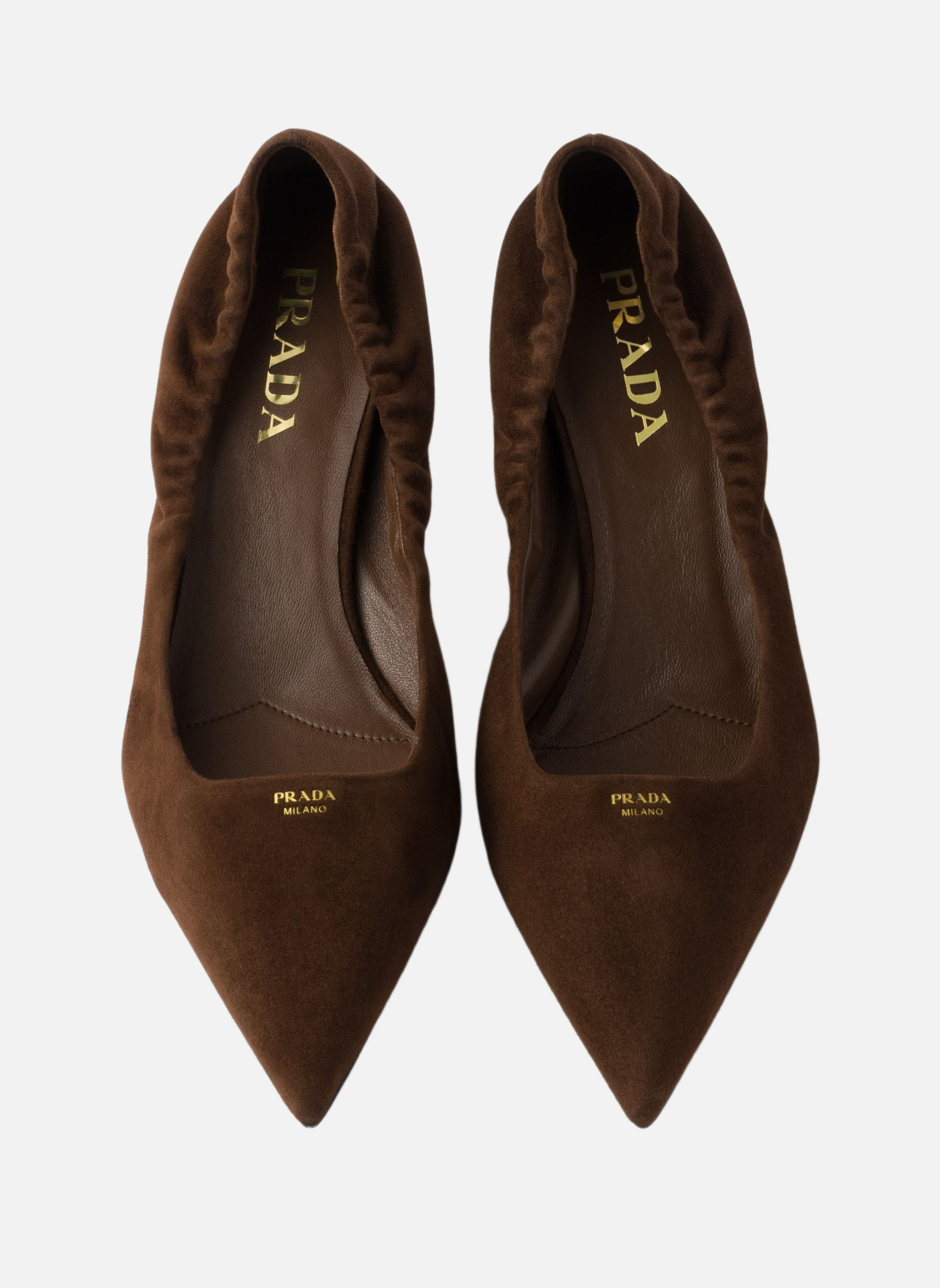 Escarpins en veau velours PRADA Marron