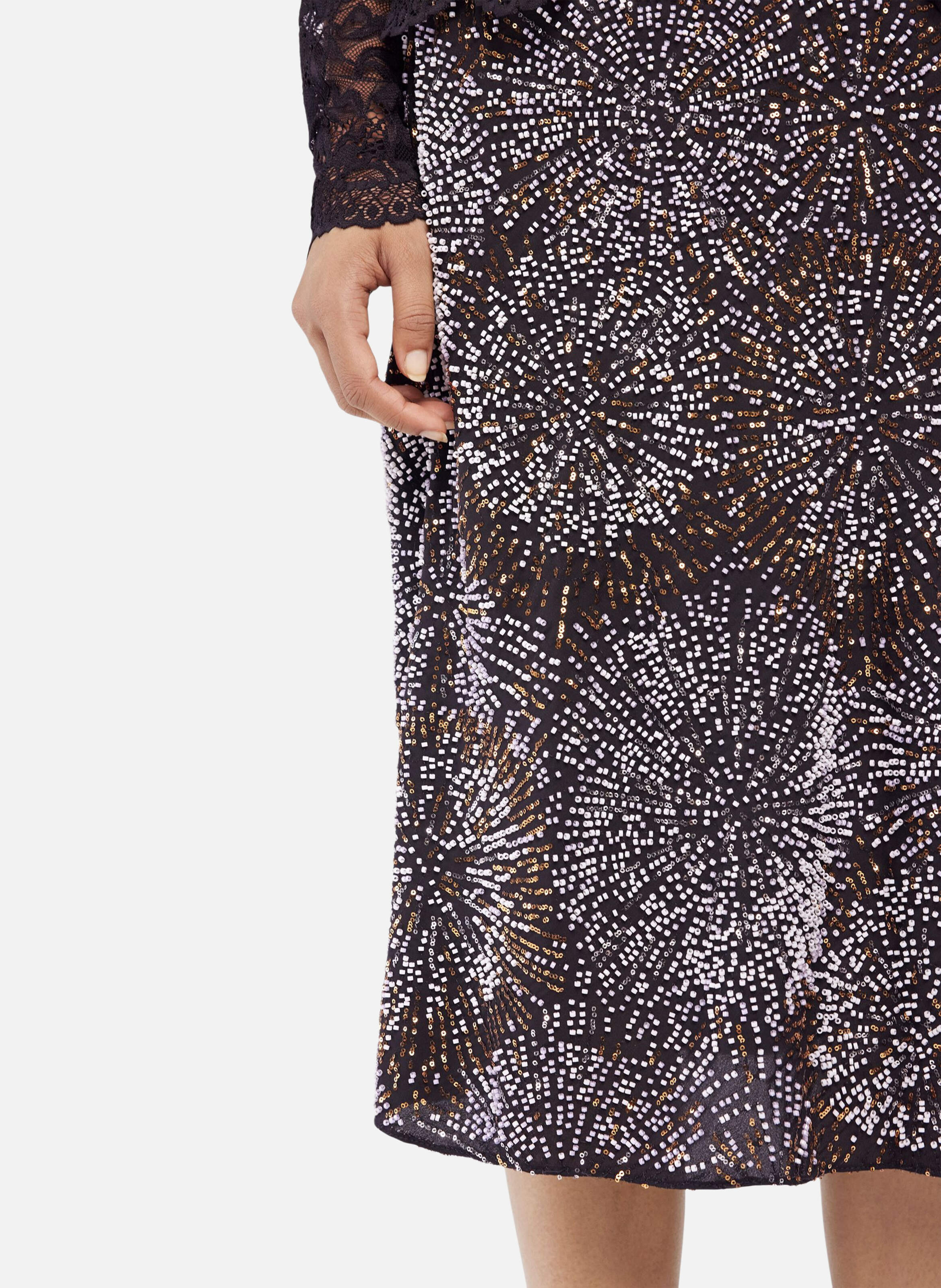 Jupe en crêpe avec broderies de perles RABANNE Noir