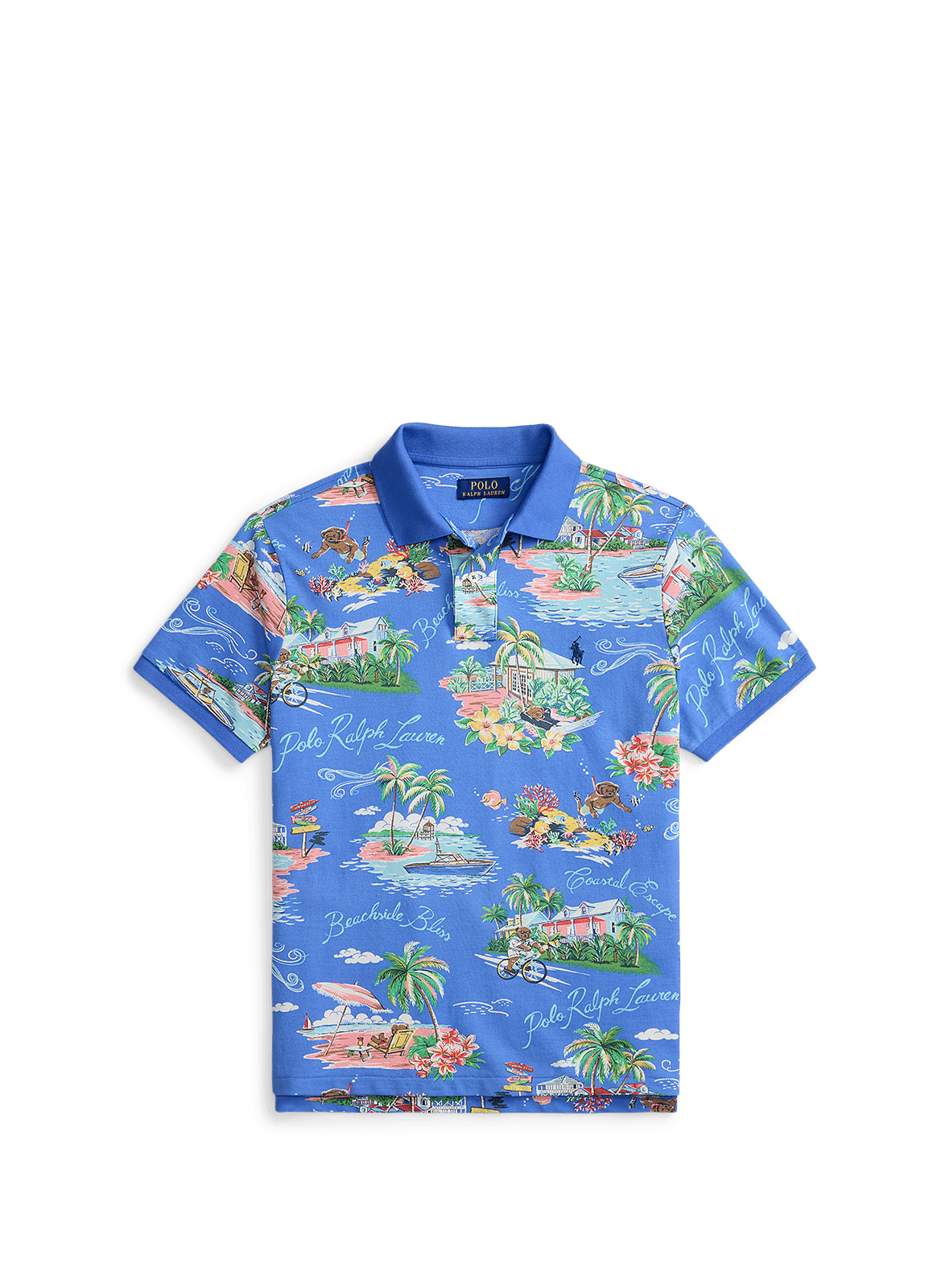 Polo imprimé manches courtes en coton POLO RALPH LAUREN Bleu