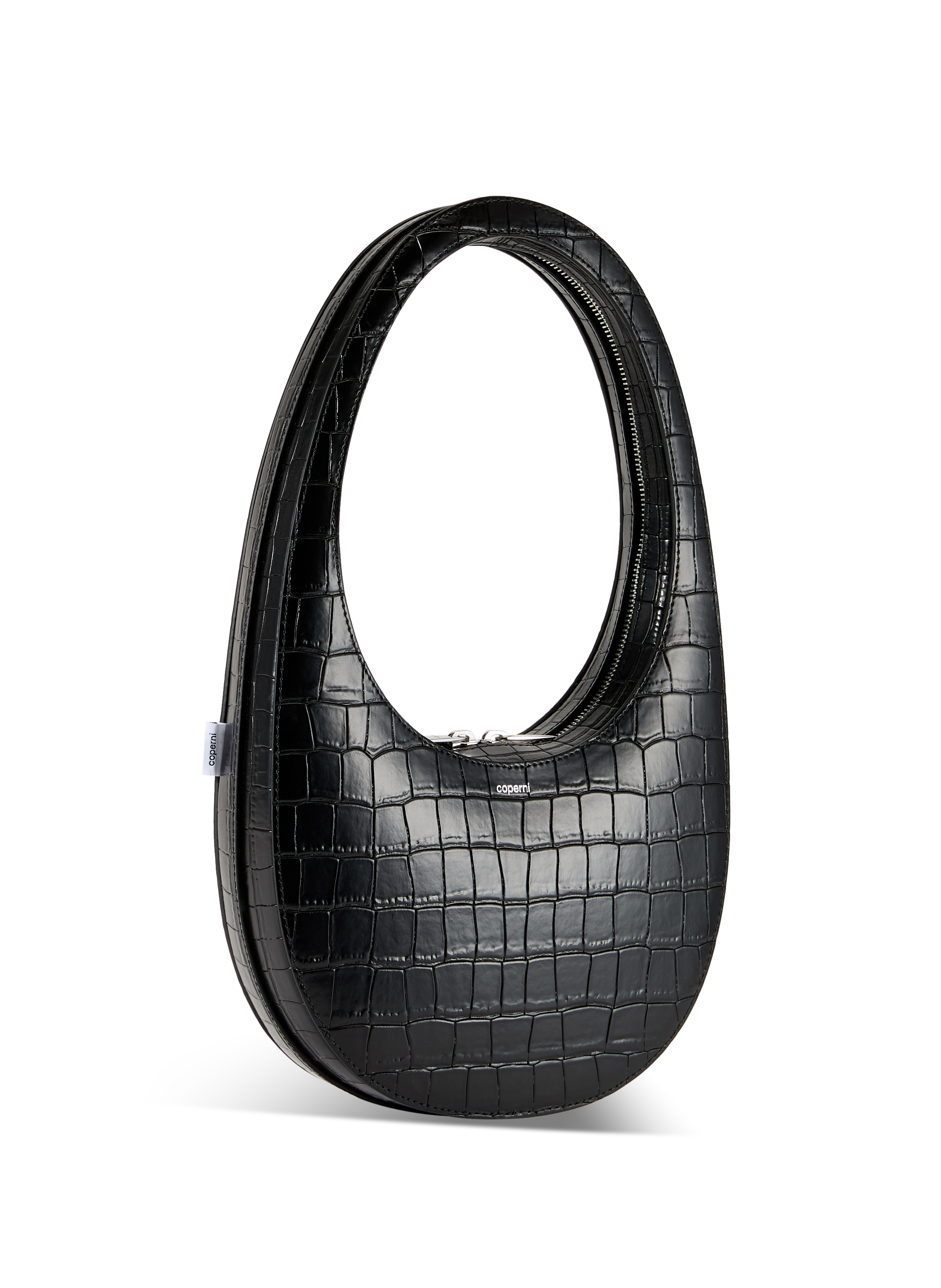 Sac épaule peau de crocodile en cuir COPERNI Noir
