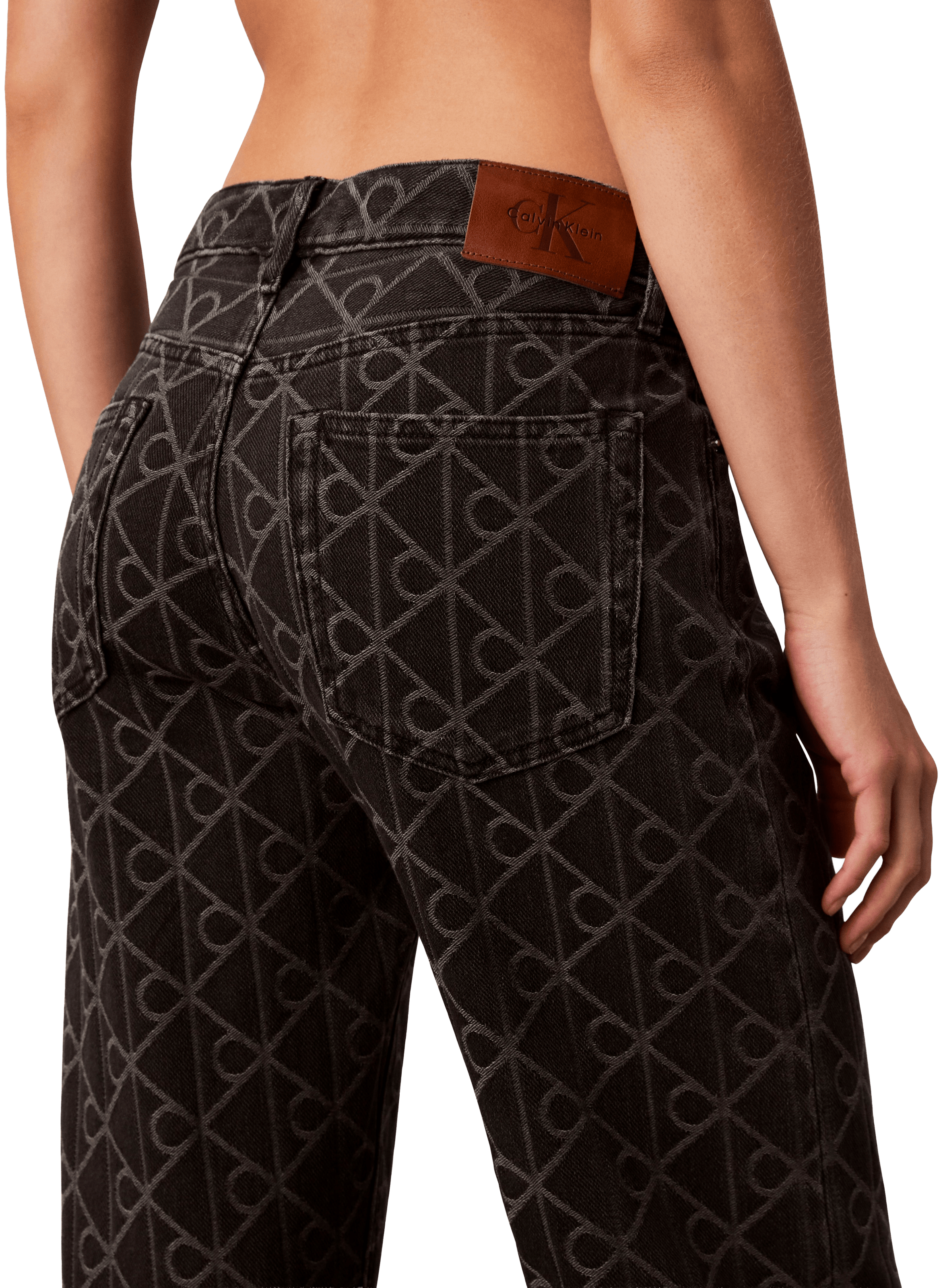 Straight cotton printed jeans CALVIN KLEIN Black