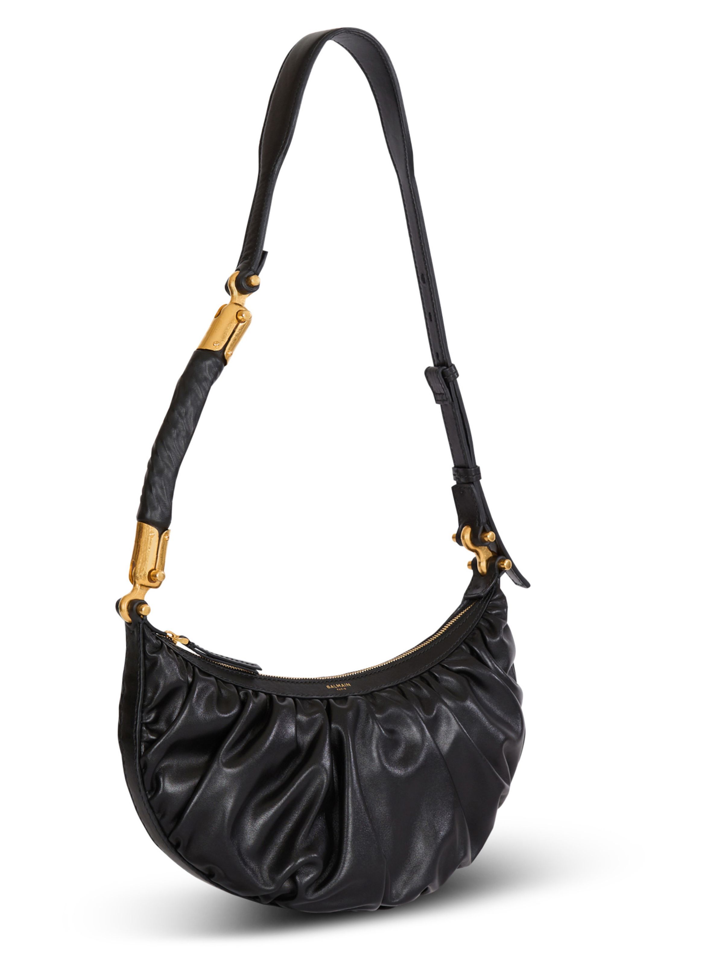 Sac ebene hobo en cuir de veau BALMAIN Noir
