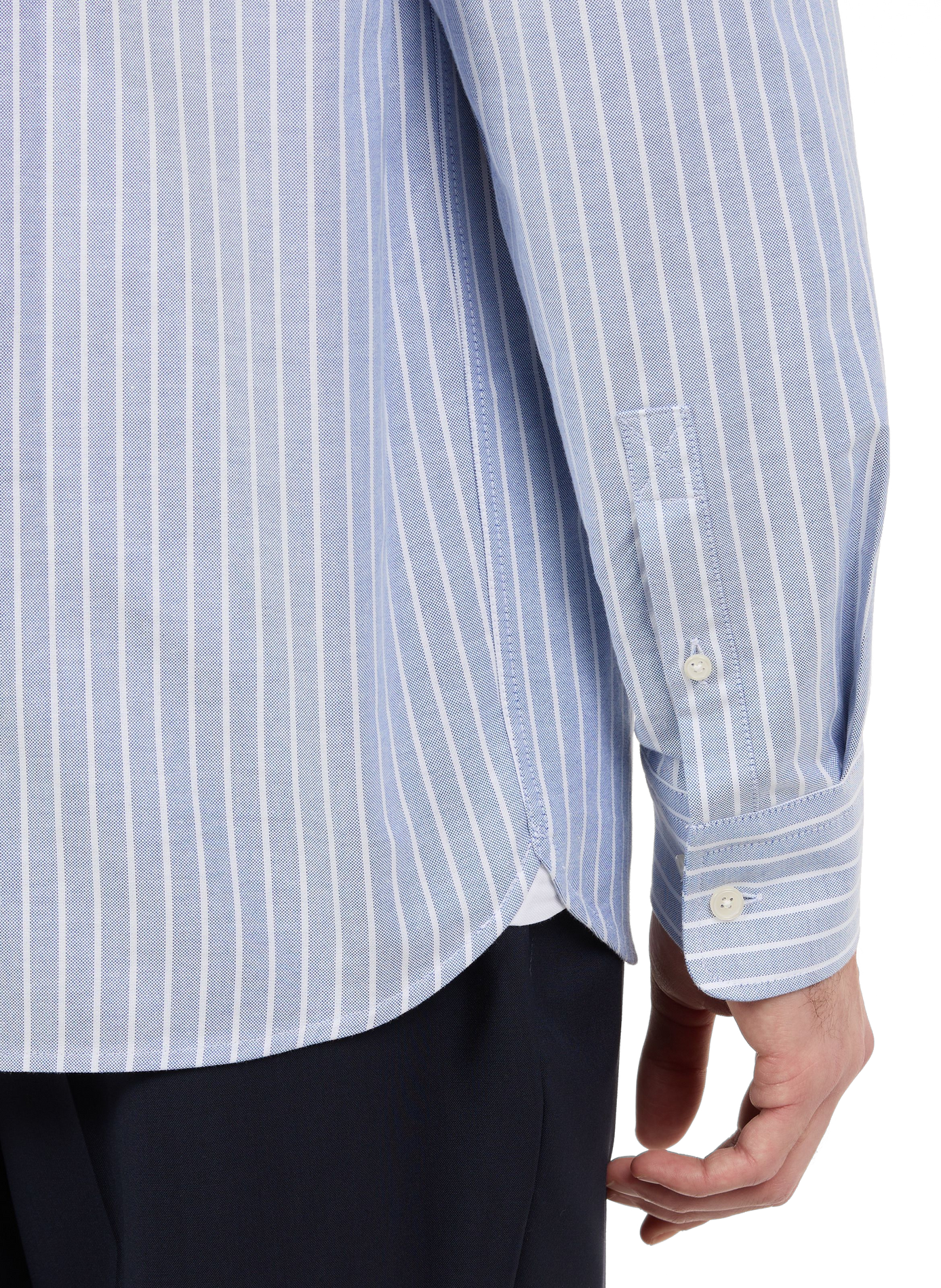 Gray American collar striped cotton shirt SAISON 1865 Blue