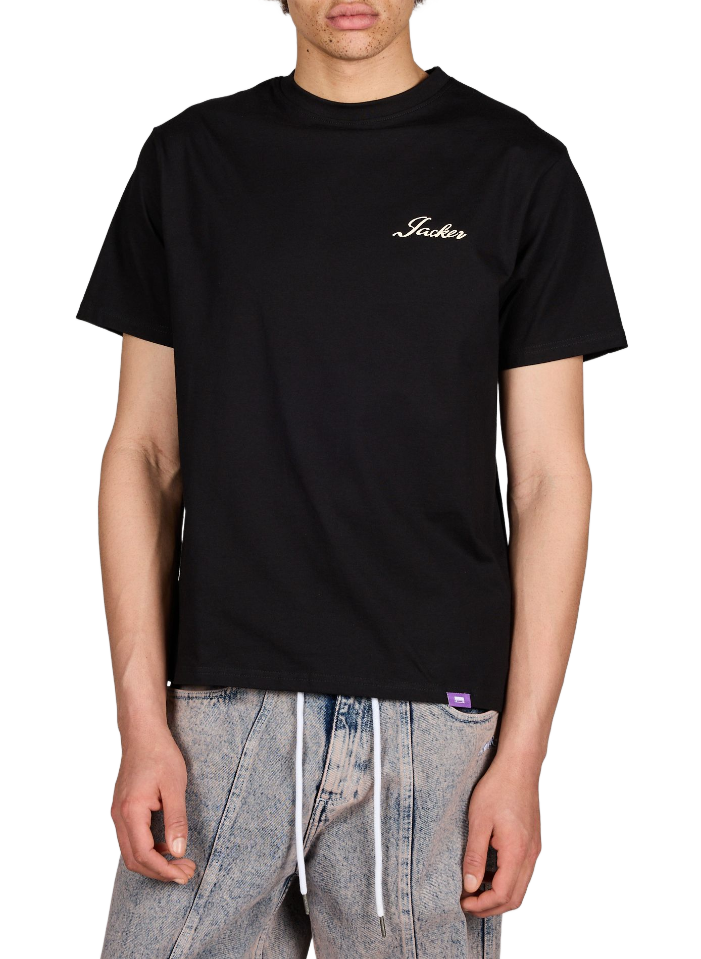 Straight printed cotton T-shirt JACKER. Black