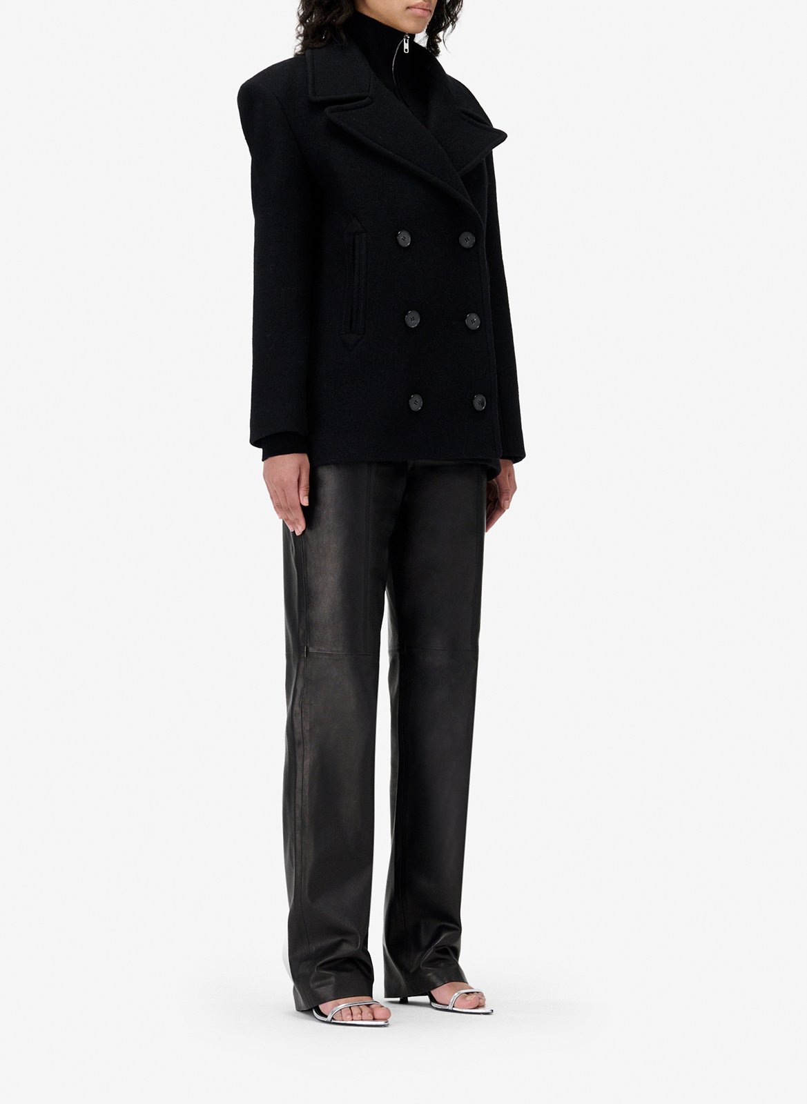 Manteau tailleur boutonné en laine mélangée caribe IRO Kaki