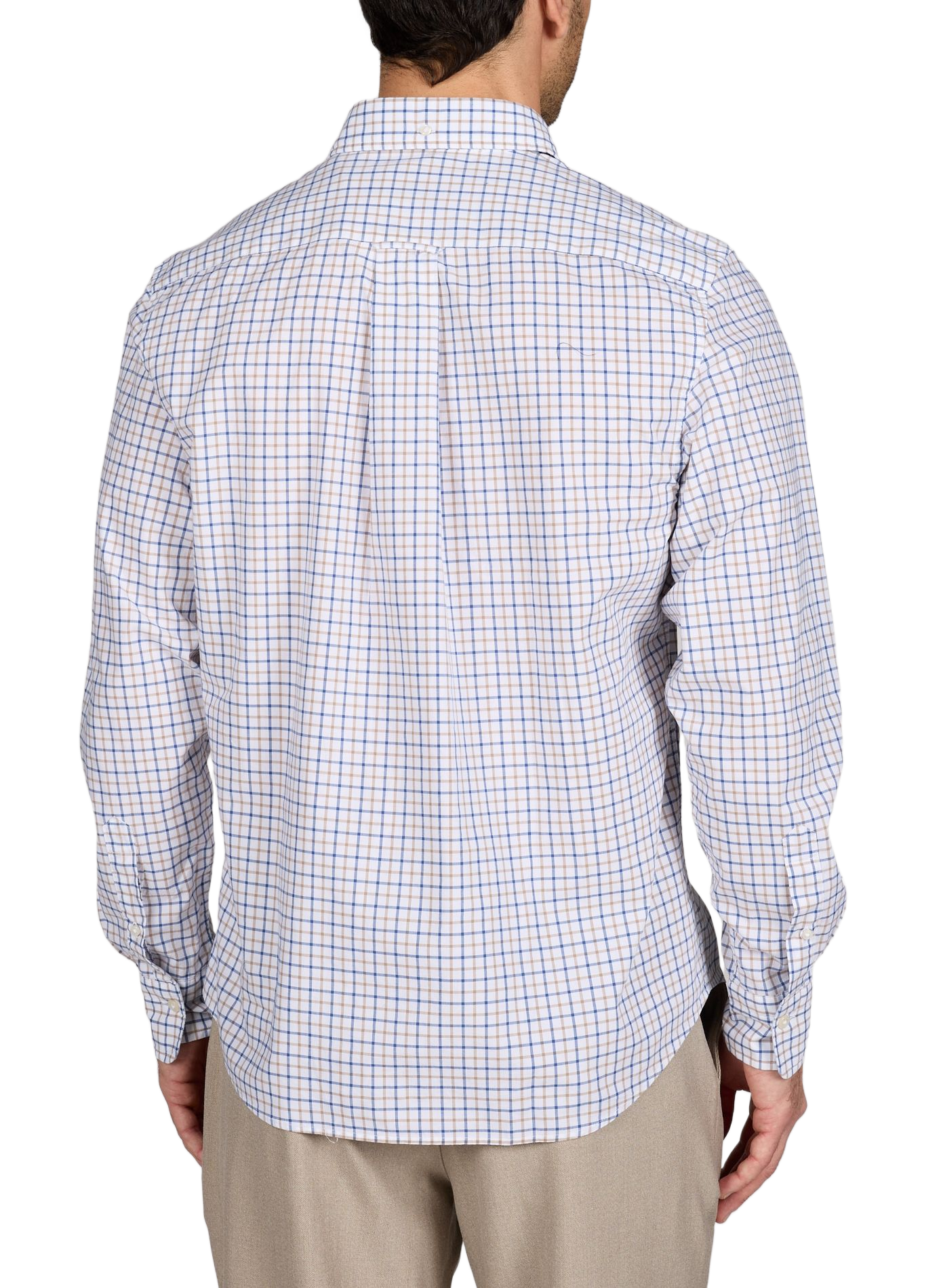 Chemise col américain à carreaux en coton GANT Beige