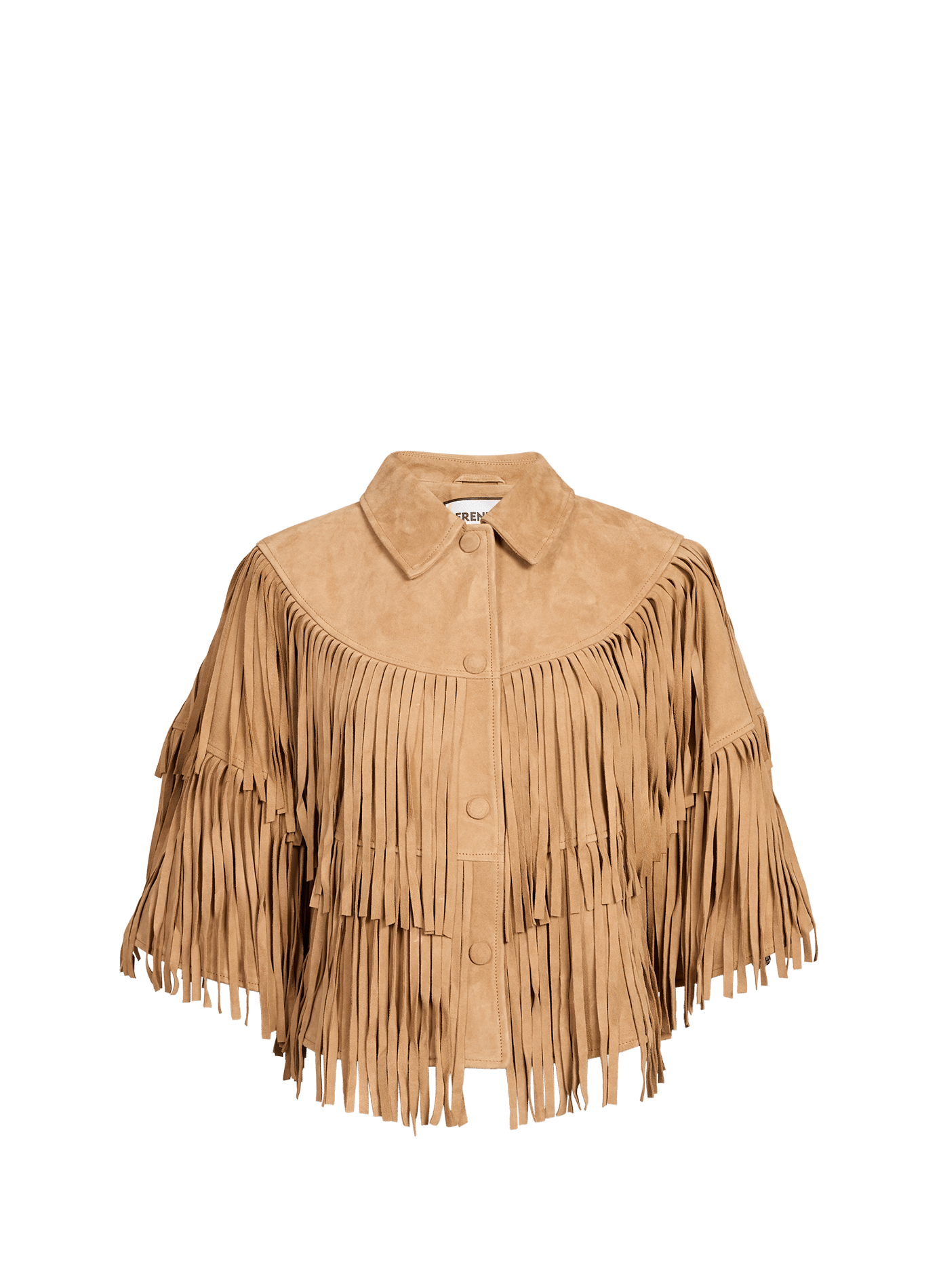 Cape Valina à franges en daim  BERENICE Marron