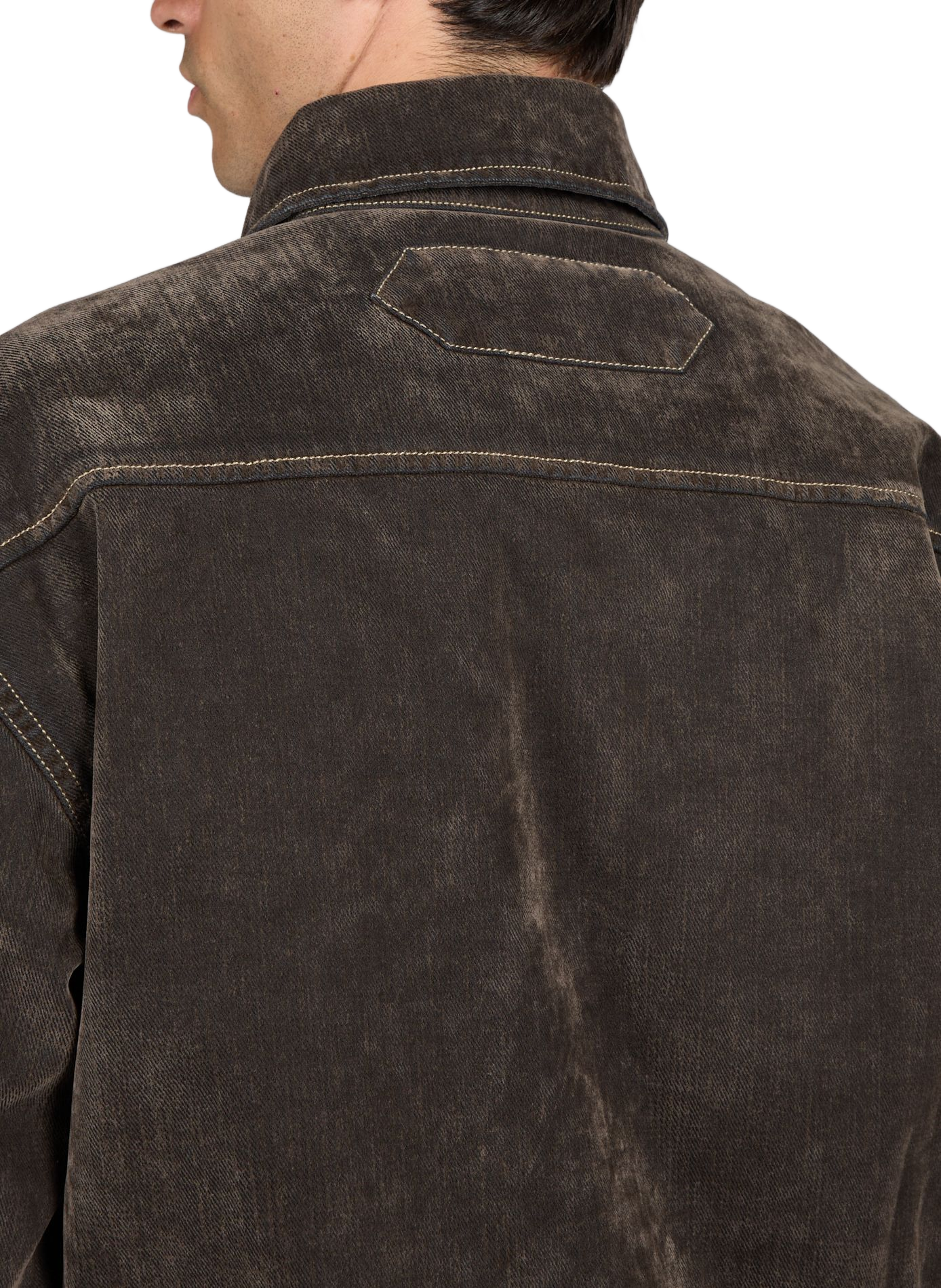 Oversized shirt with classic collar in washed denim. JACQUEMUS Khaki