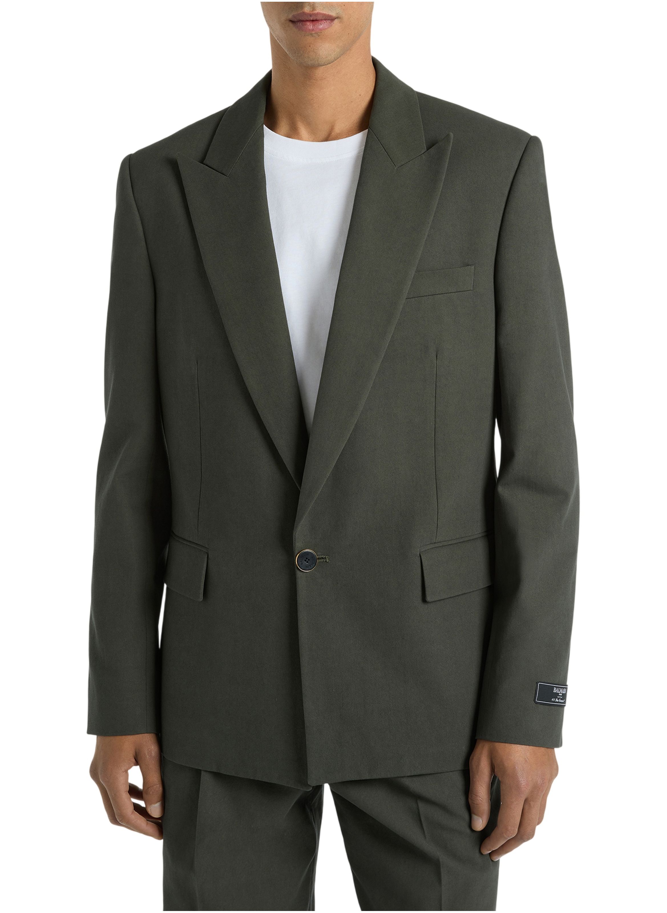 Veste 1 bouton en sergé de coton BALMAIN Vert