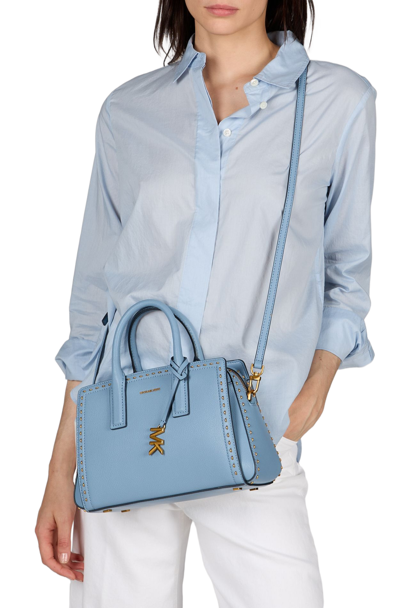 Laila S studded leather handbag MICHAEL KORS Blue