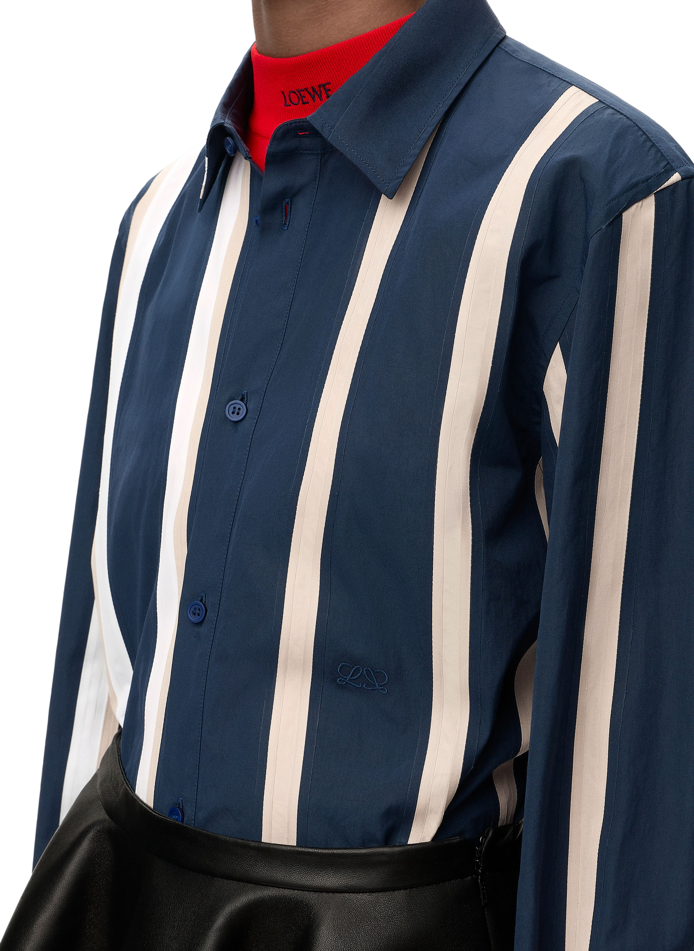 Chemise en popeline de coton à patchwork rayés LOEWE Multicolore