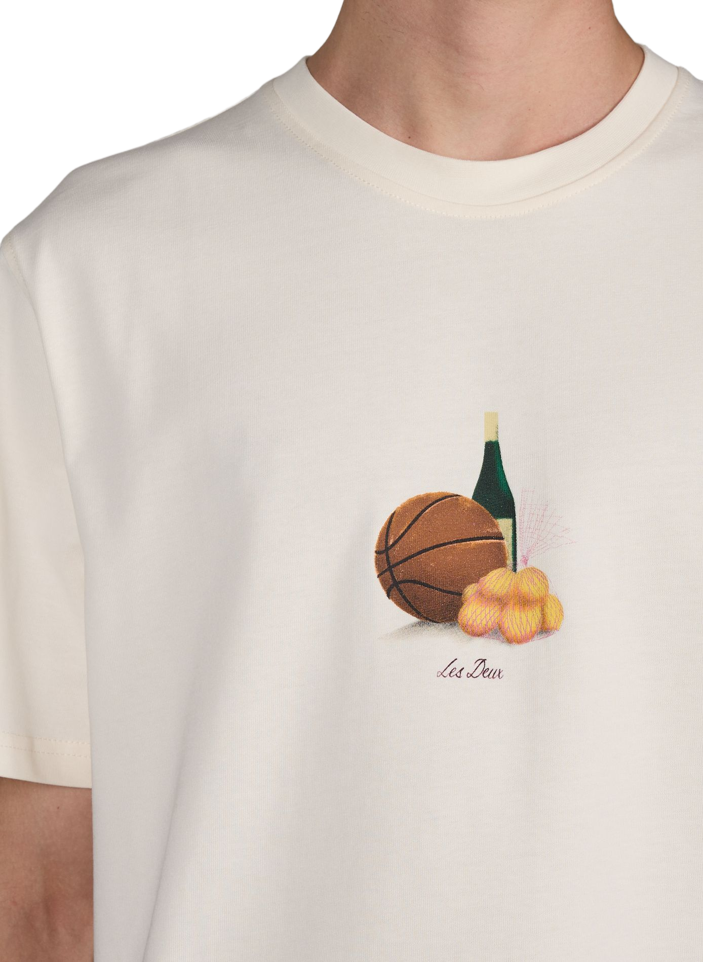 T-shirt droit imprimé en coton LES DEUX Blanc