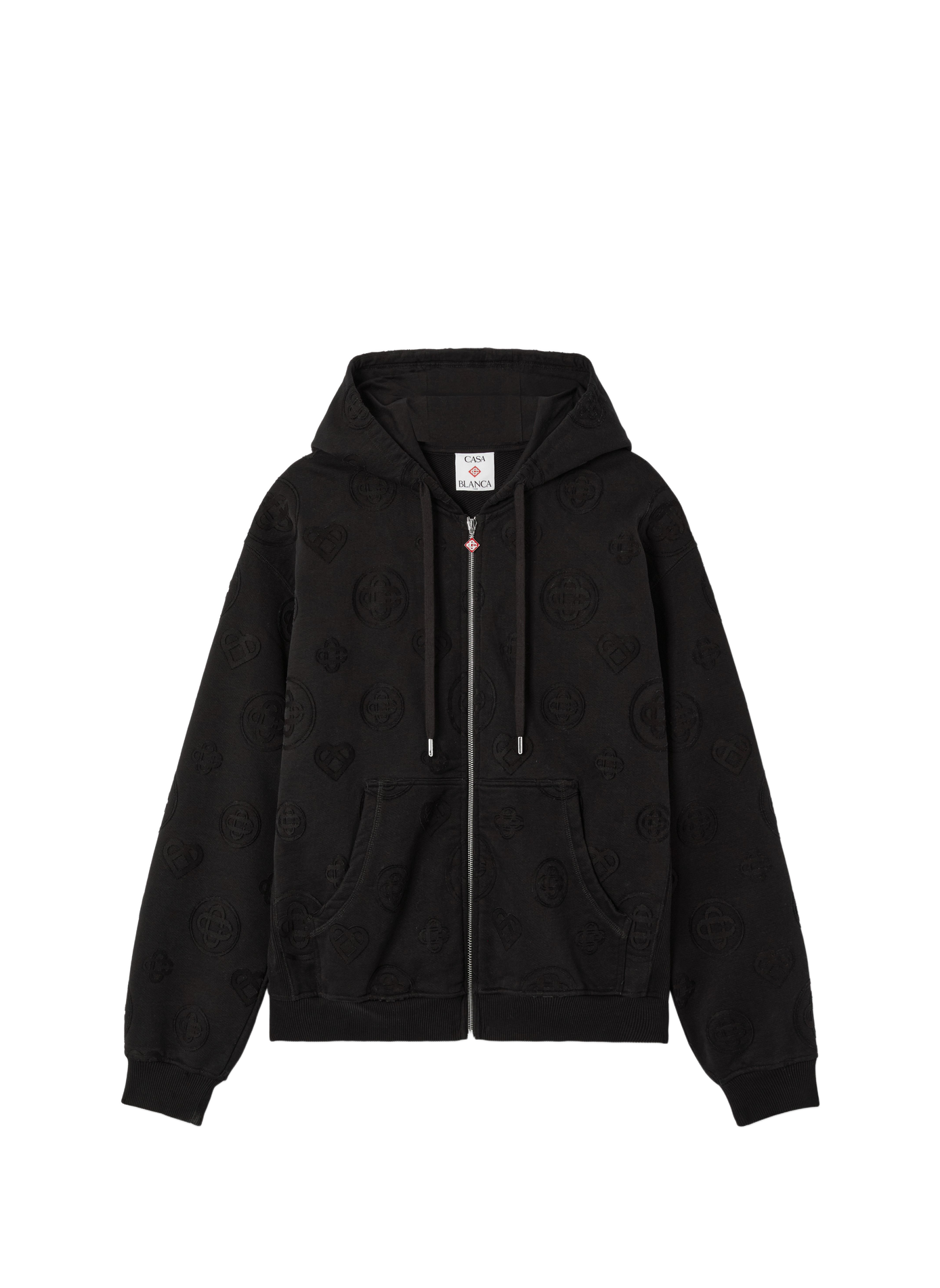 Sweat zippé ample brodé à capuche CASABLANCA PARIS Noir