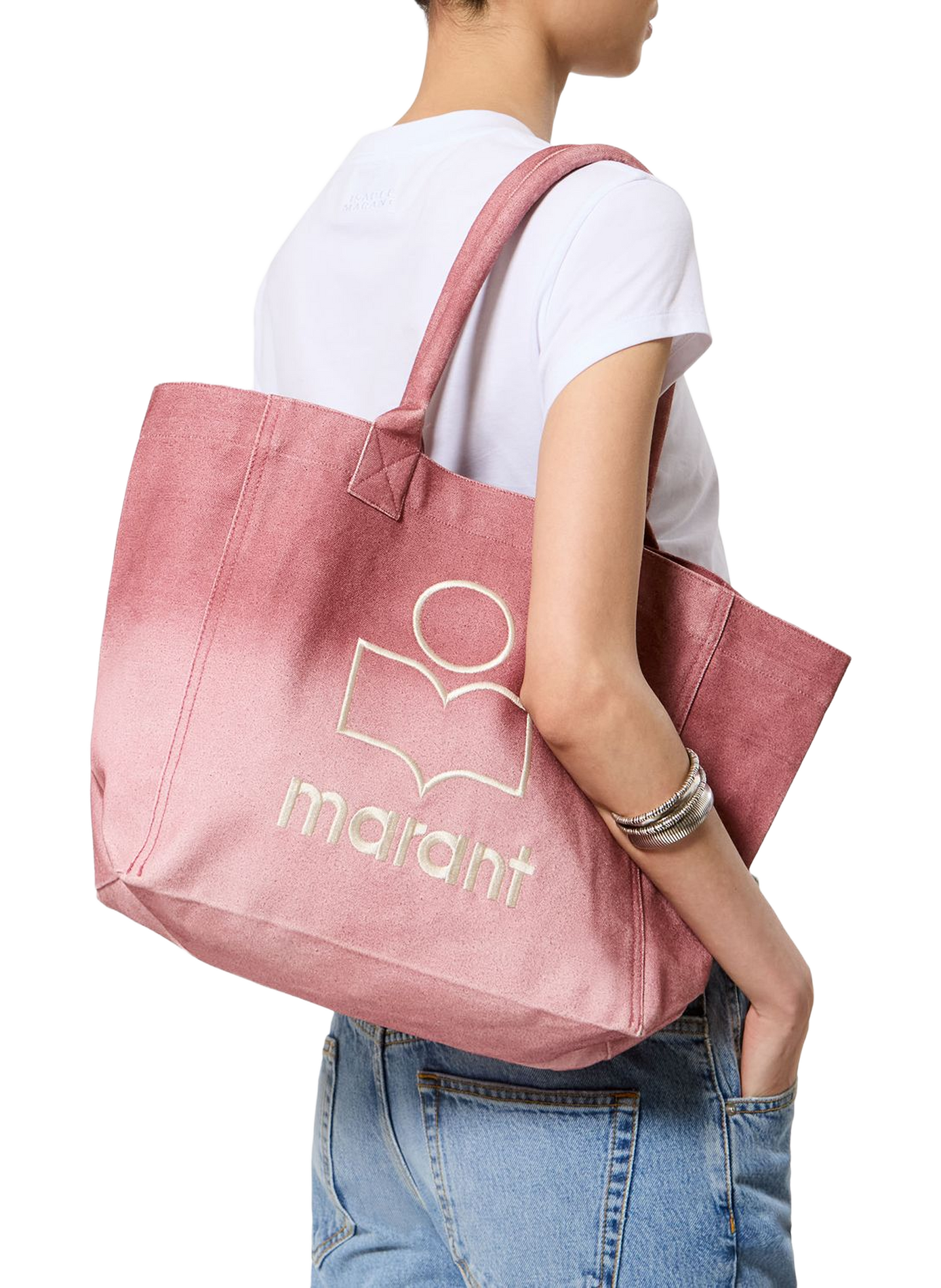 Yenky Small washed cotton logo bag ISABEL MARANT Pink