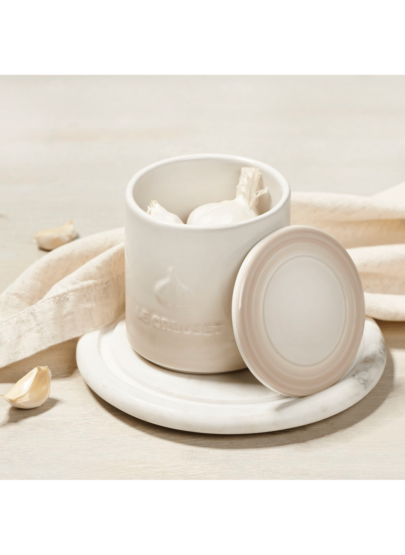 Knoblauchtopf Signature aus Keramik LE CREUSET Beige