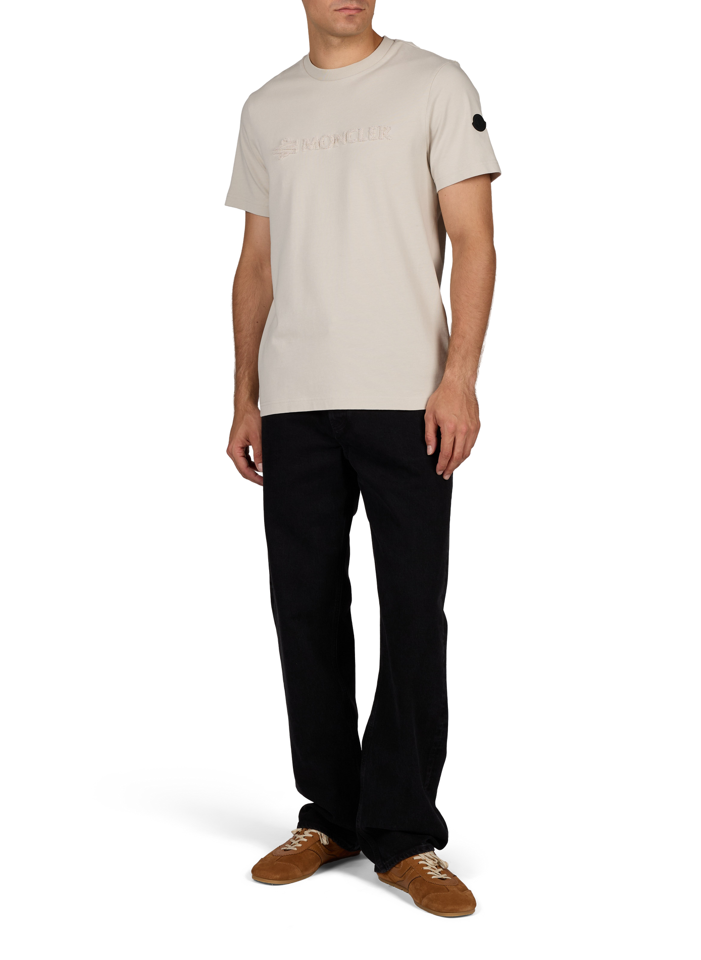 T-shirt met merk in katoenen badstof MONCLER Beige