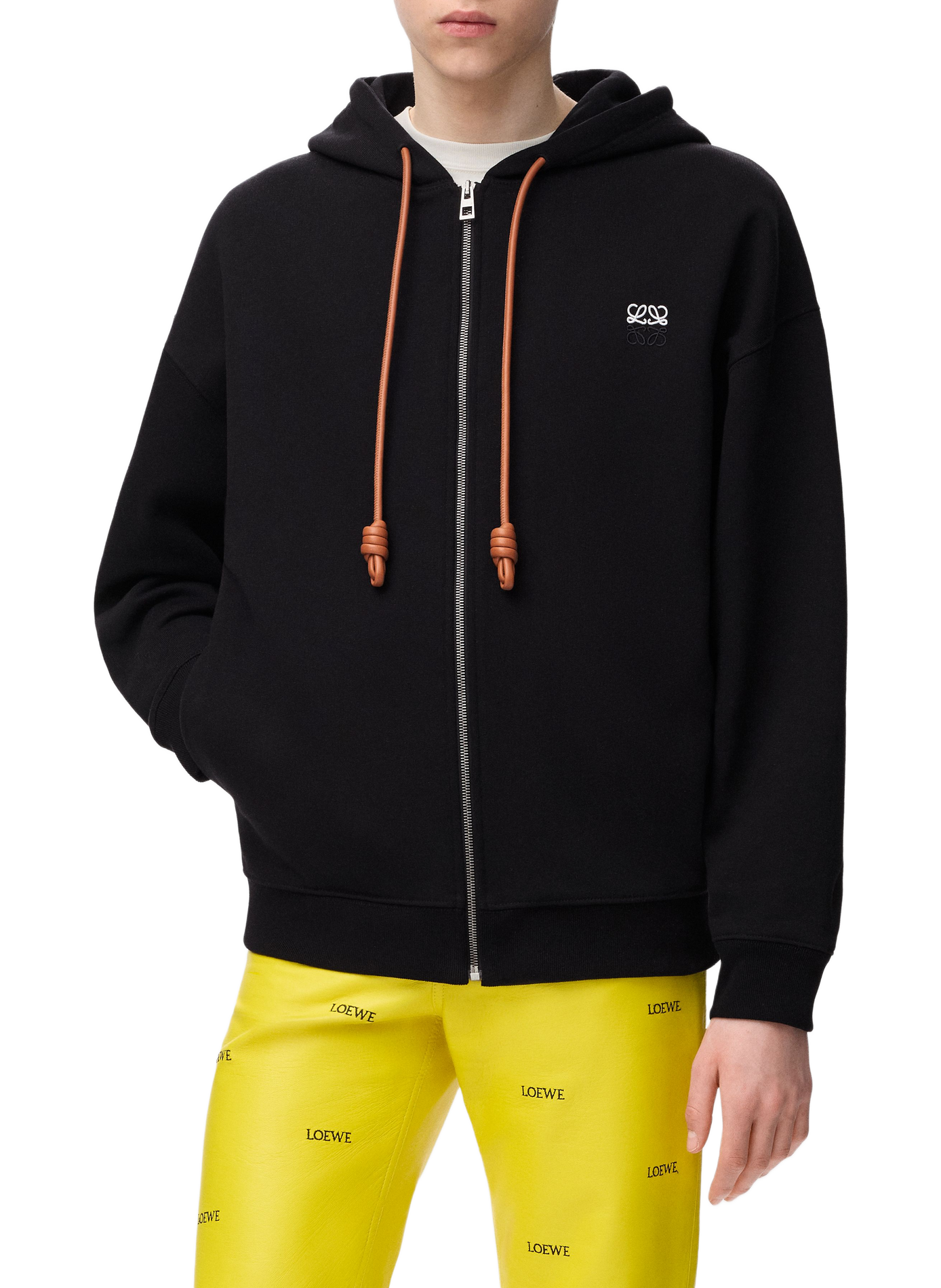 Kapuzen-Sweatshirt aus Baumwolle mit Reißverschluss LOEWE Schwarz