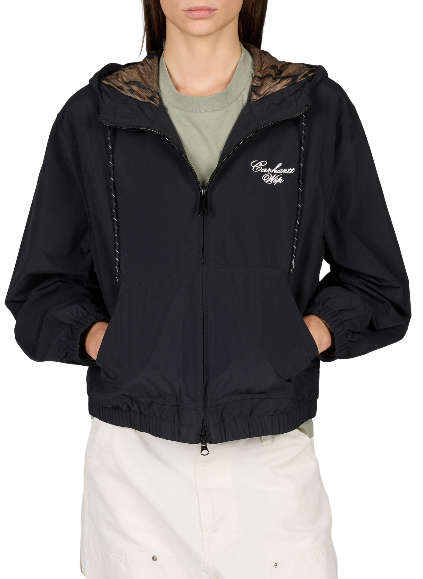 Giacca con cappuccio Travon con logo ricamato CARHARTT WIP Nero