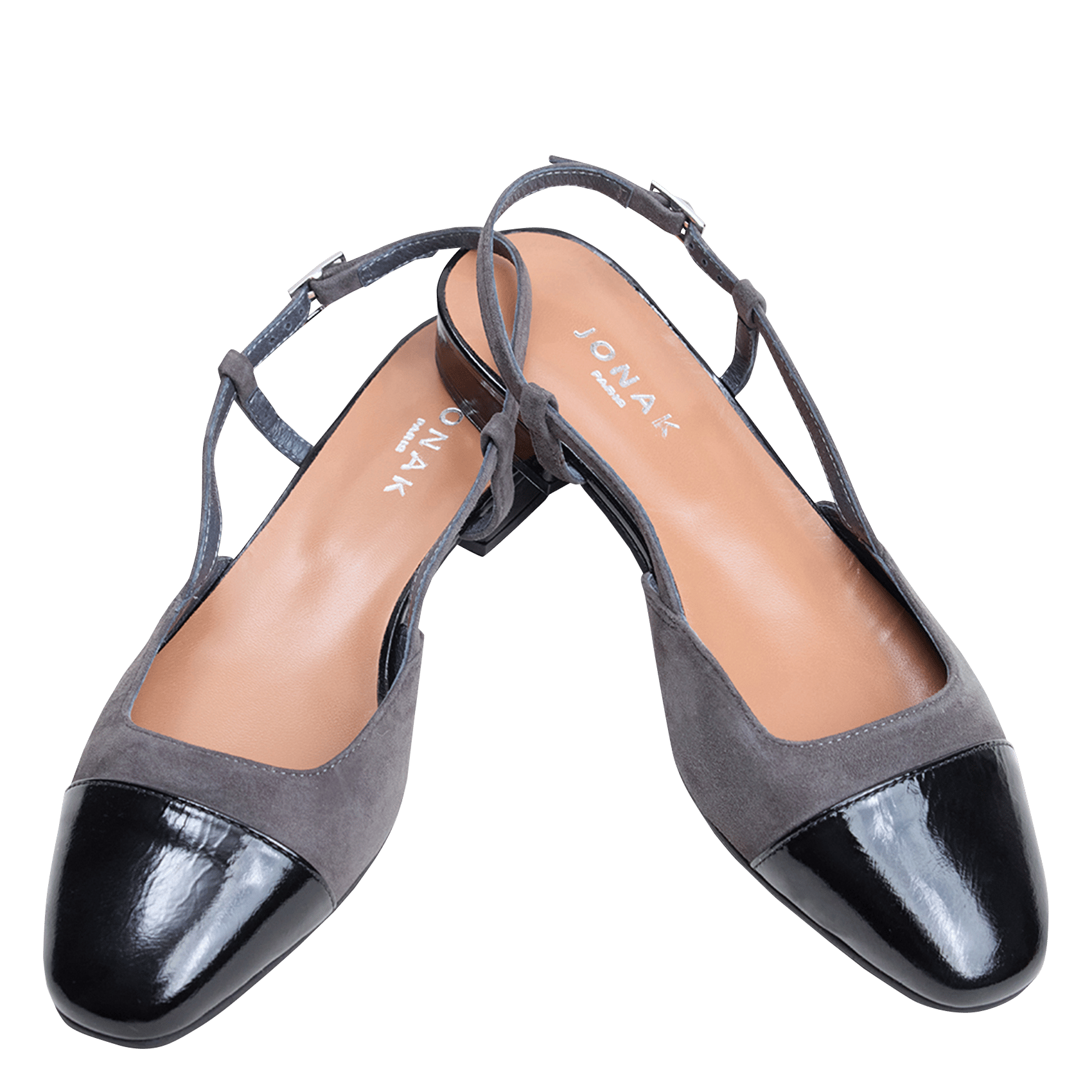 Ballerines en cuir bi-matière dhapou JONAK Gris