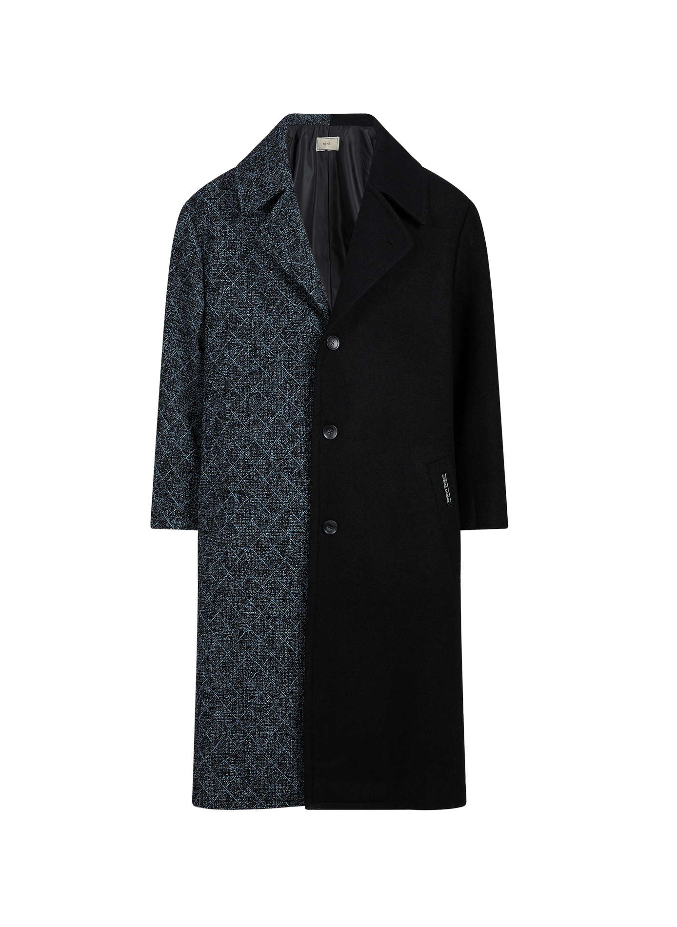 Manteau ample bicolore en laine mélangée RENÈ Noir