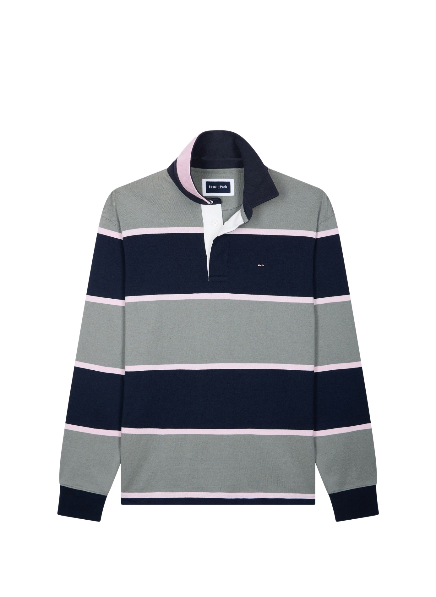 Polo slim à rayures en coton EDEN PARK Khaki