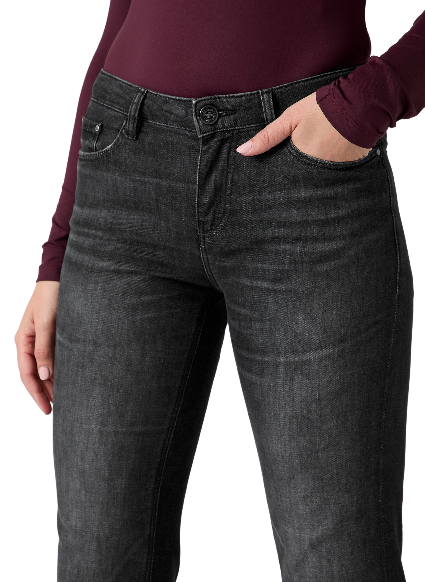 Jean flare en coton mélangé GUESS Schwarz