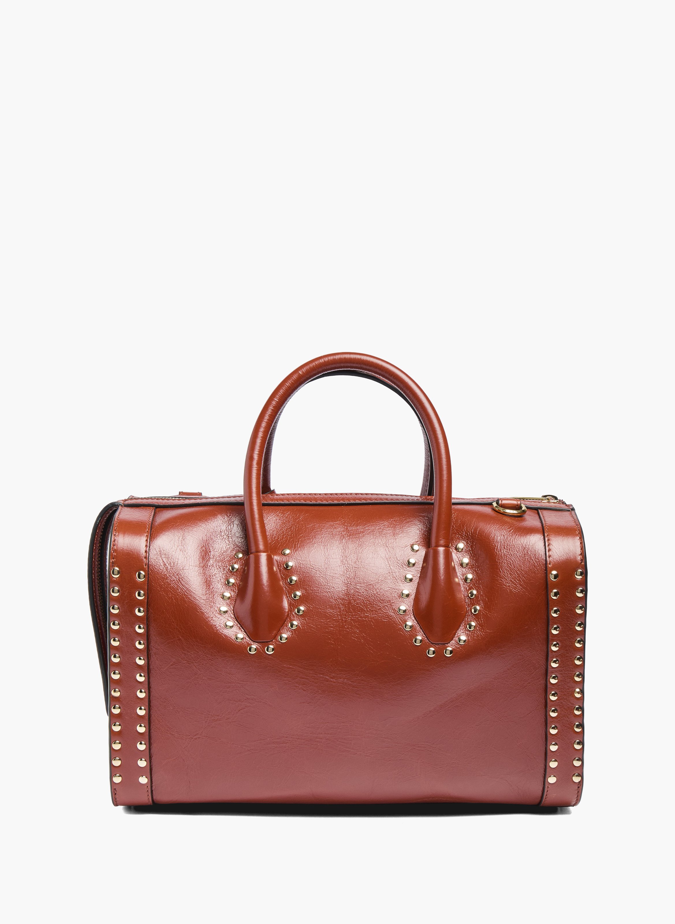 Sac bowling m - lancel bcbg, cuir de vachette vintage avec clous LANCEL Rouge