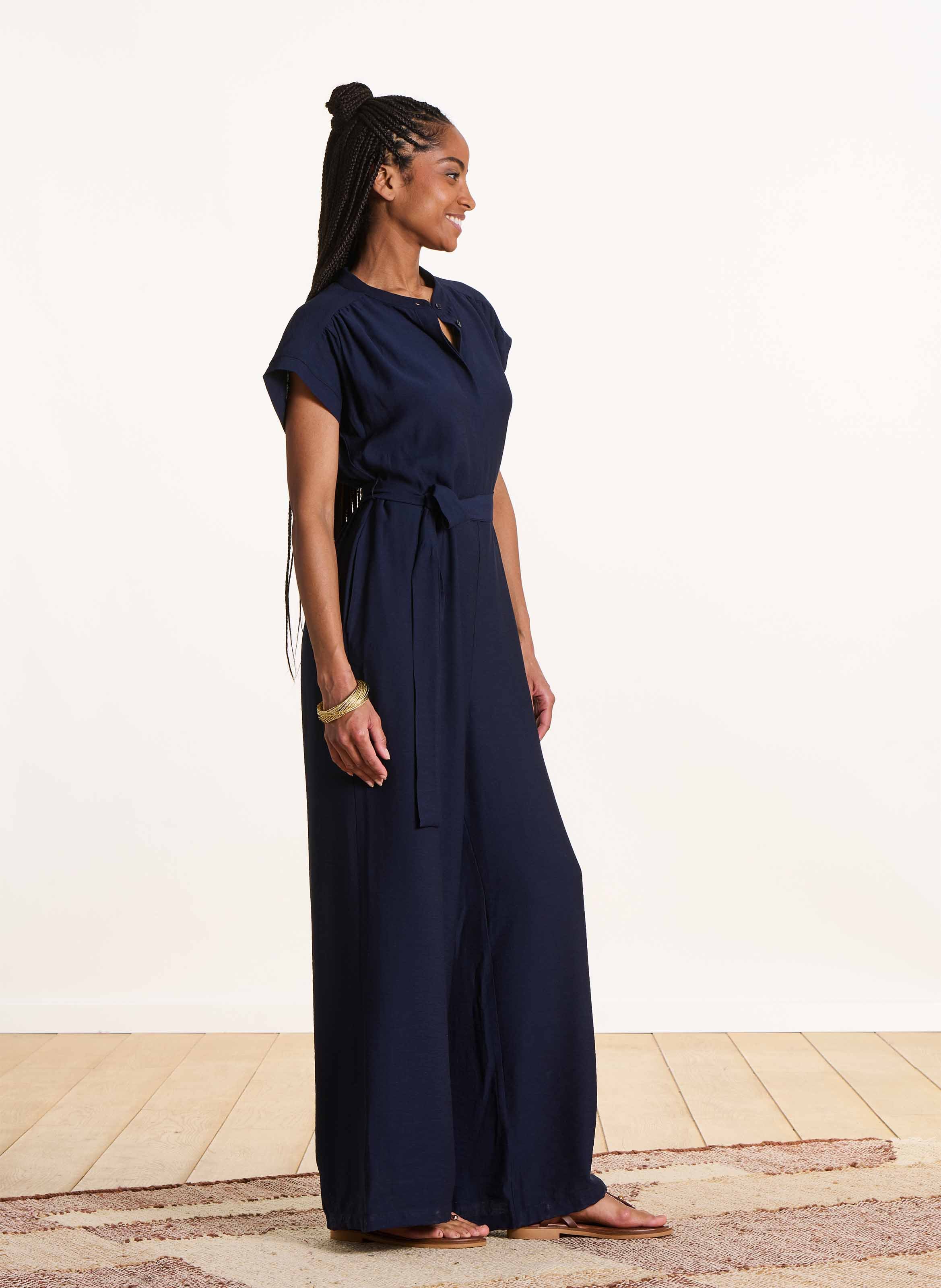Rechte jumpsuit met ronde hals LA FEE MARABOUTEE Blauw