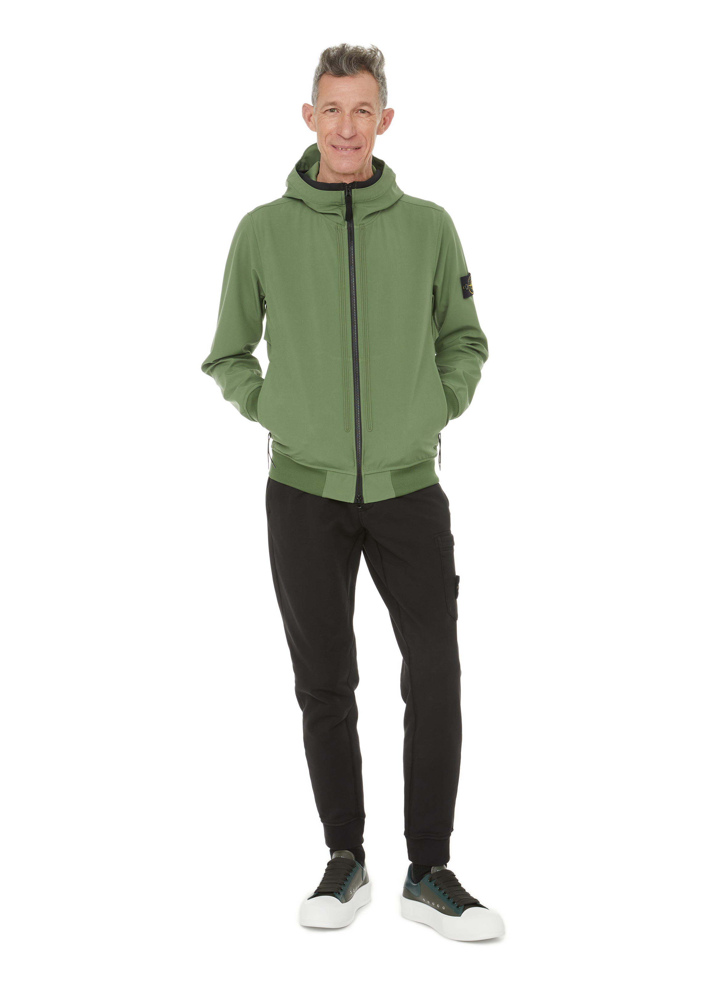 light green stone island moletom com capuz