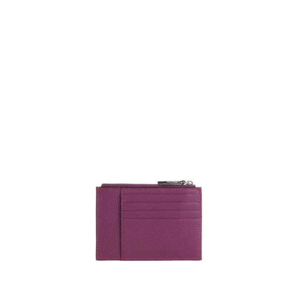 Lancel Ninon Large Leather Zip-up Card Holder In Purple